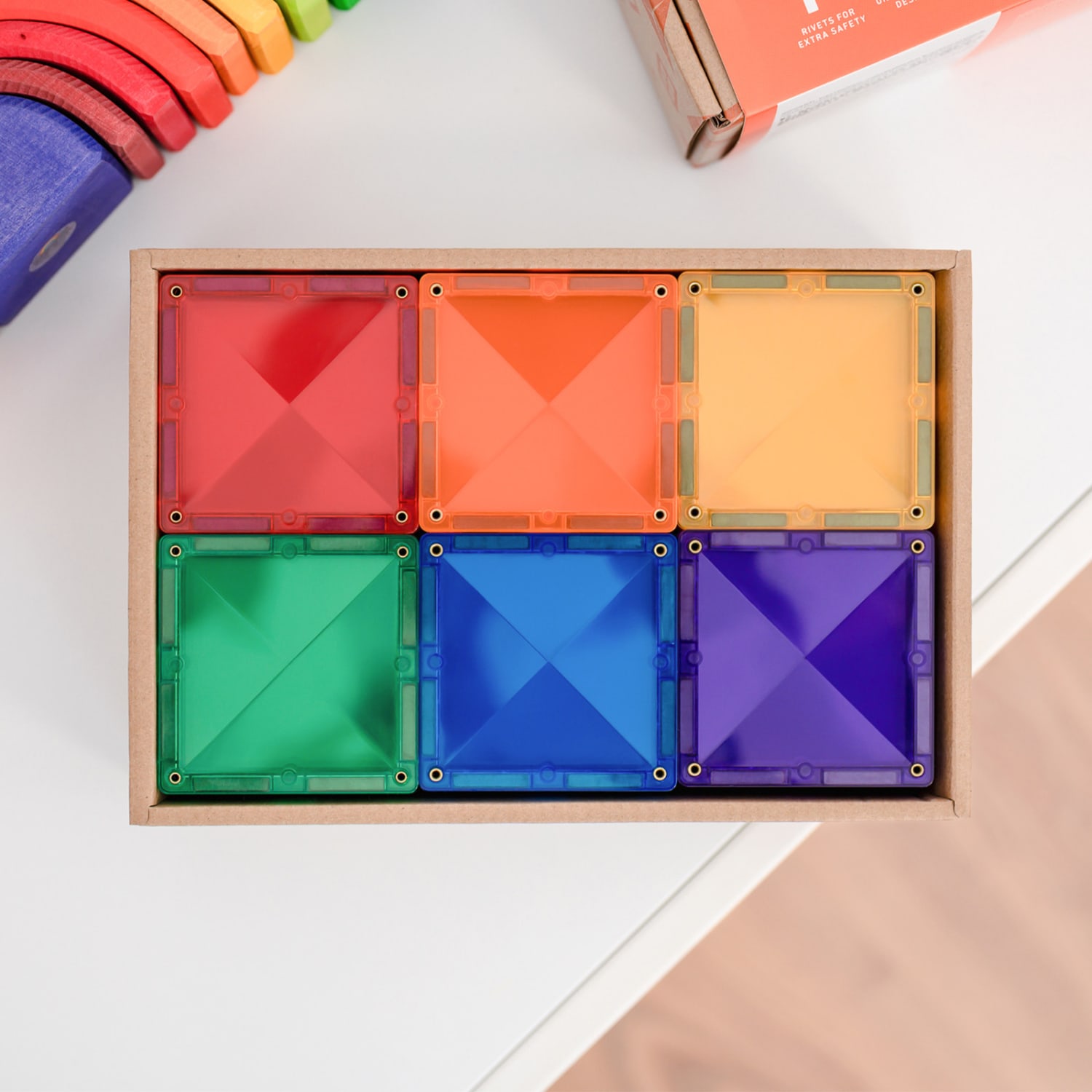 Connetix Magnetic Tiles Rainbow Square Pack, 42 Pieces - Image 3