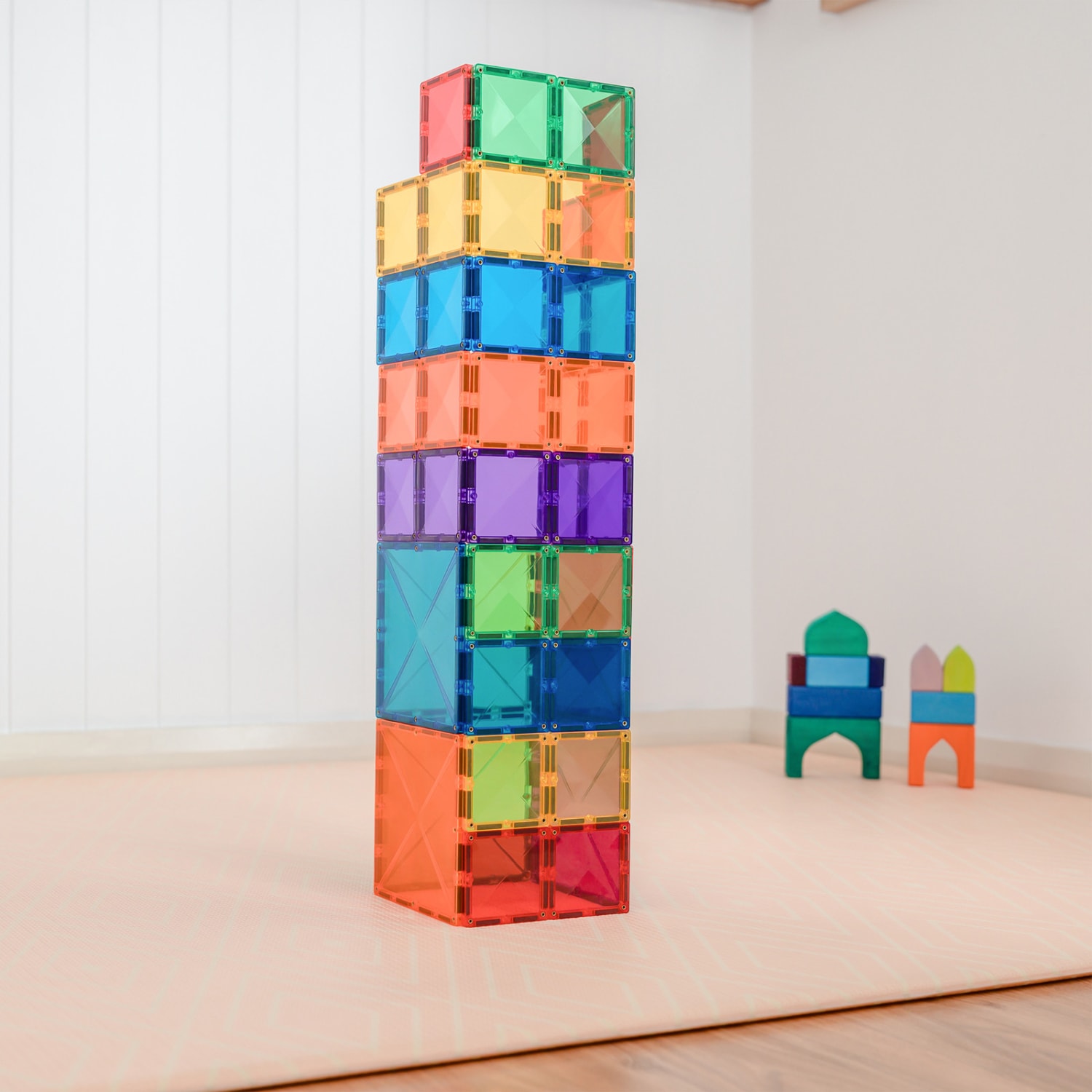 Connetix Magnetic Tiles Rainbow Square Pack, 42 Pieces - Image 6