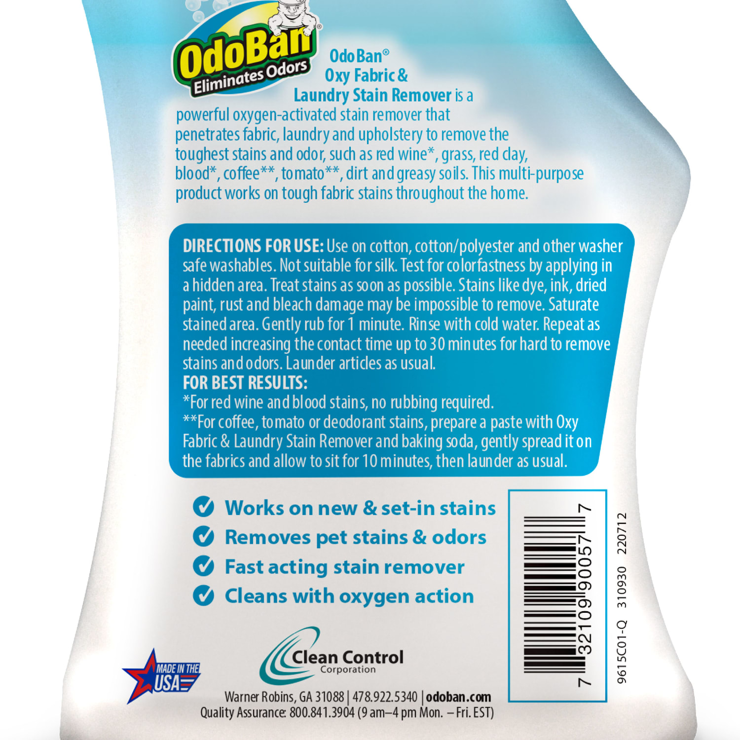OdoBan Ready-to-Use Oxy Fabric And Laundry Stain Remover, 32 Oz - Image 6