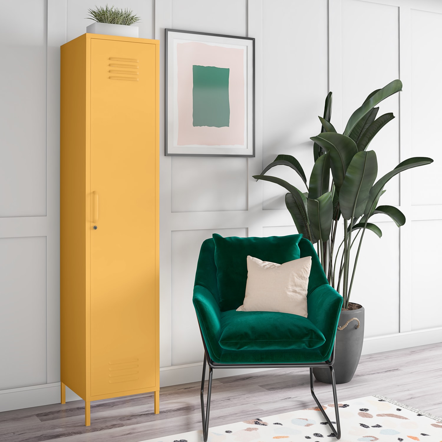 Ameriwood Home Cache Single Metal Locker Storage Cabinet, 72-7/8inH x 15inW x 15-3/4inD, Yellow - Image 3