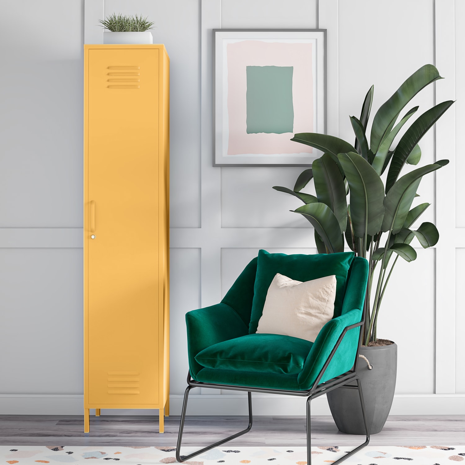 Ameriwood Home Cache Single Metal Locker Storage Cabinet, 72-7/8inH x 15inW x 15-3/4inD, Yellow - Image 4