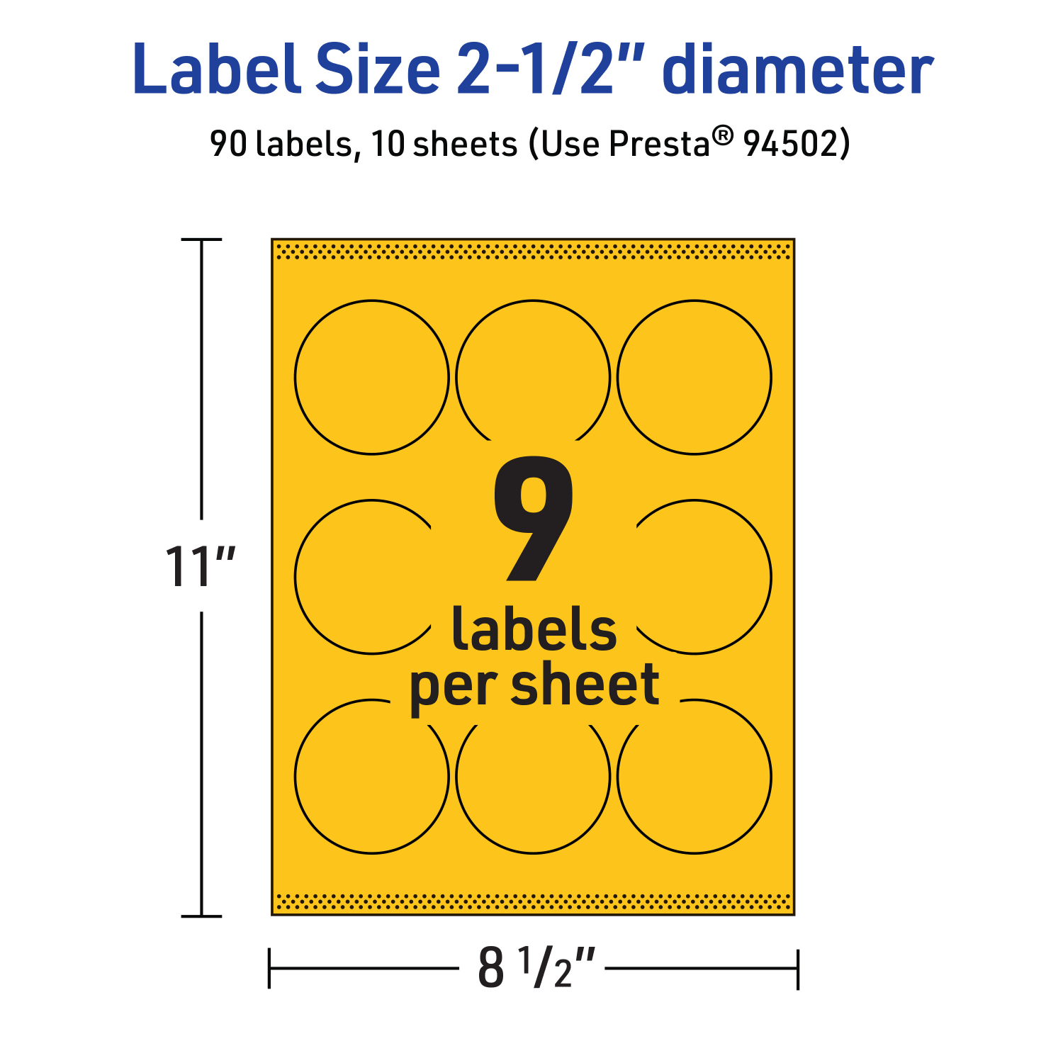 Avery Print-To-The-Edge Labels With Sure Feed Technology, 94502-BYP10, Round, 2-1/2in, Matte Bright Yellow, Pack of 90 - Image 6