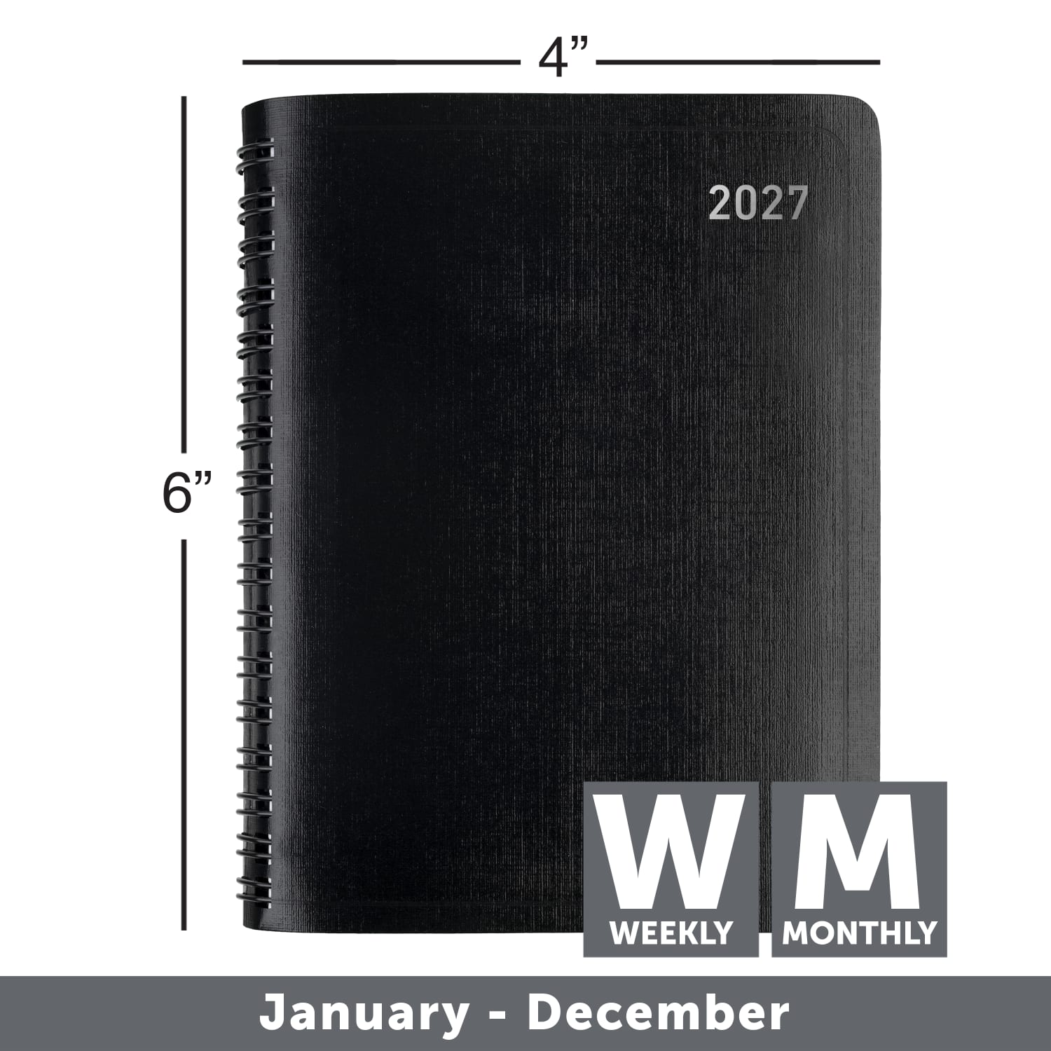 Office Depot Brand Weekly Monthly Planner, 4in x 6in, Black, January 2027 to December 2027, OD71150027 - Image 6
