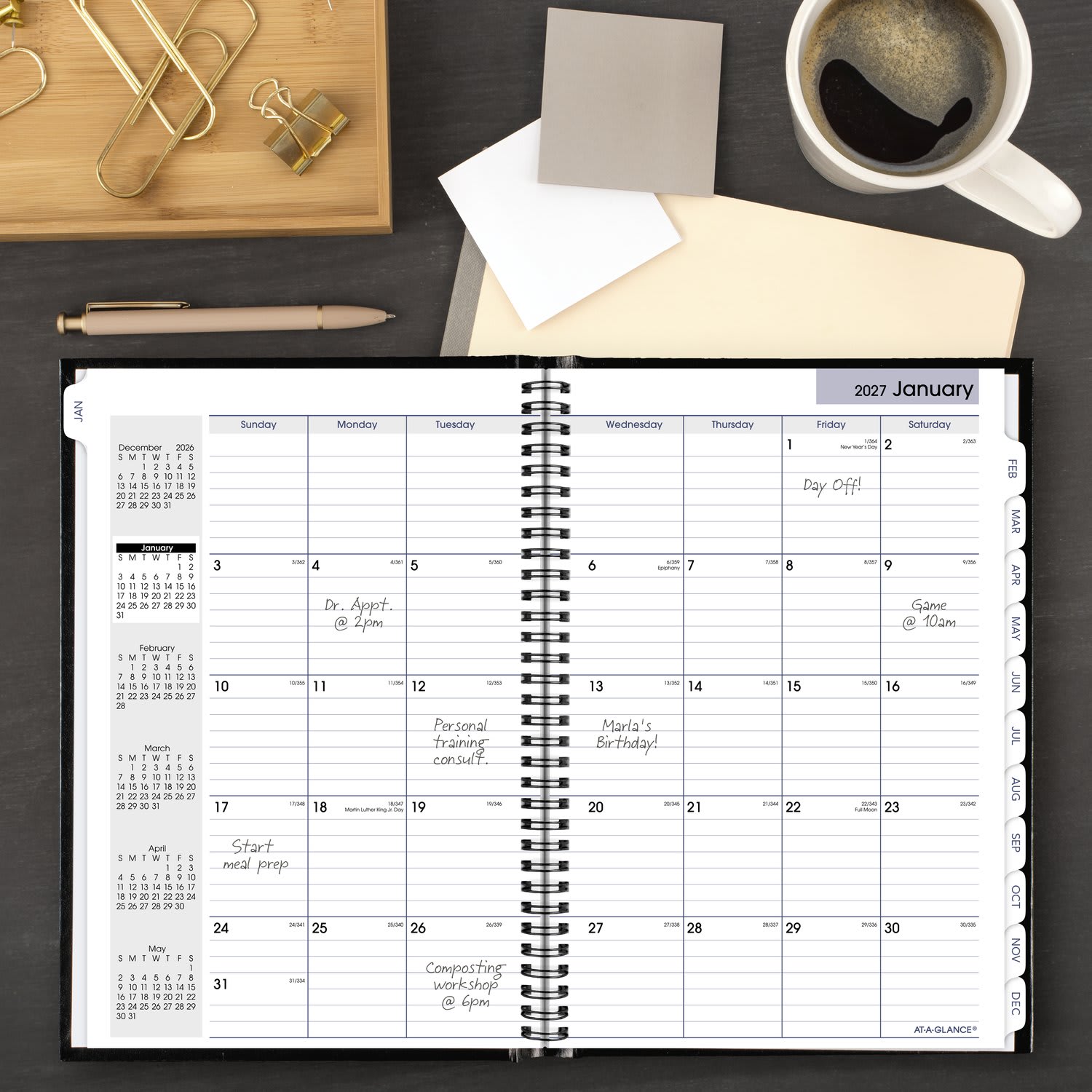AT-A-GLANCE DayMinder 2027 Monthly Planner, Hardcover, Black, Large, 8in x 11 3/4in - Image 3