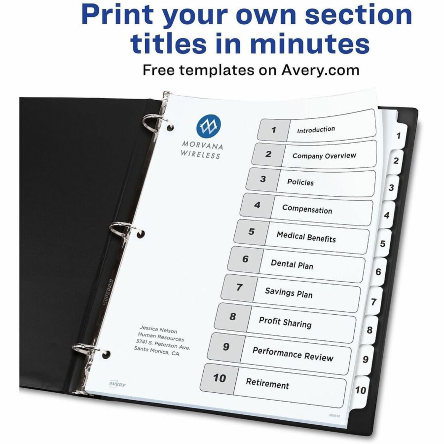 Avery Ready Index Table Of Contents Binder Dividers, 8-1/2in x 11in, White, 10 Tabs Per Pack, Set Of 6 Packs - Image 4