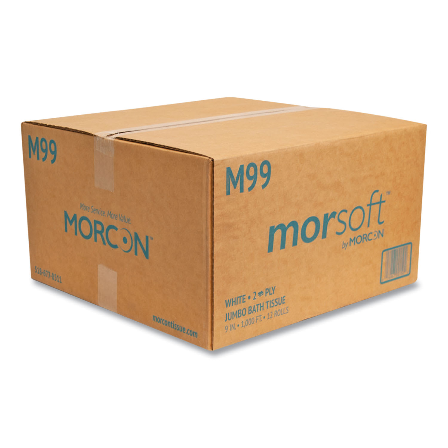 Morcon Tissue Jumbo Bath Tissue, Septic Safe, 2-Ply, White, 3.3in x 1,000 ft, 12/Carton - Image 3