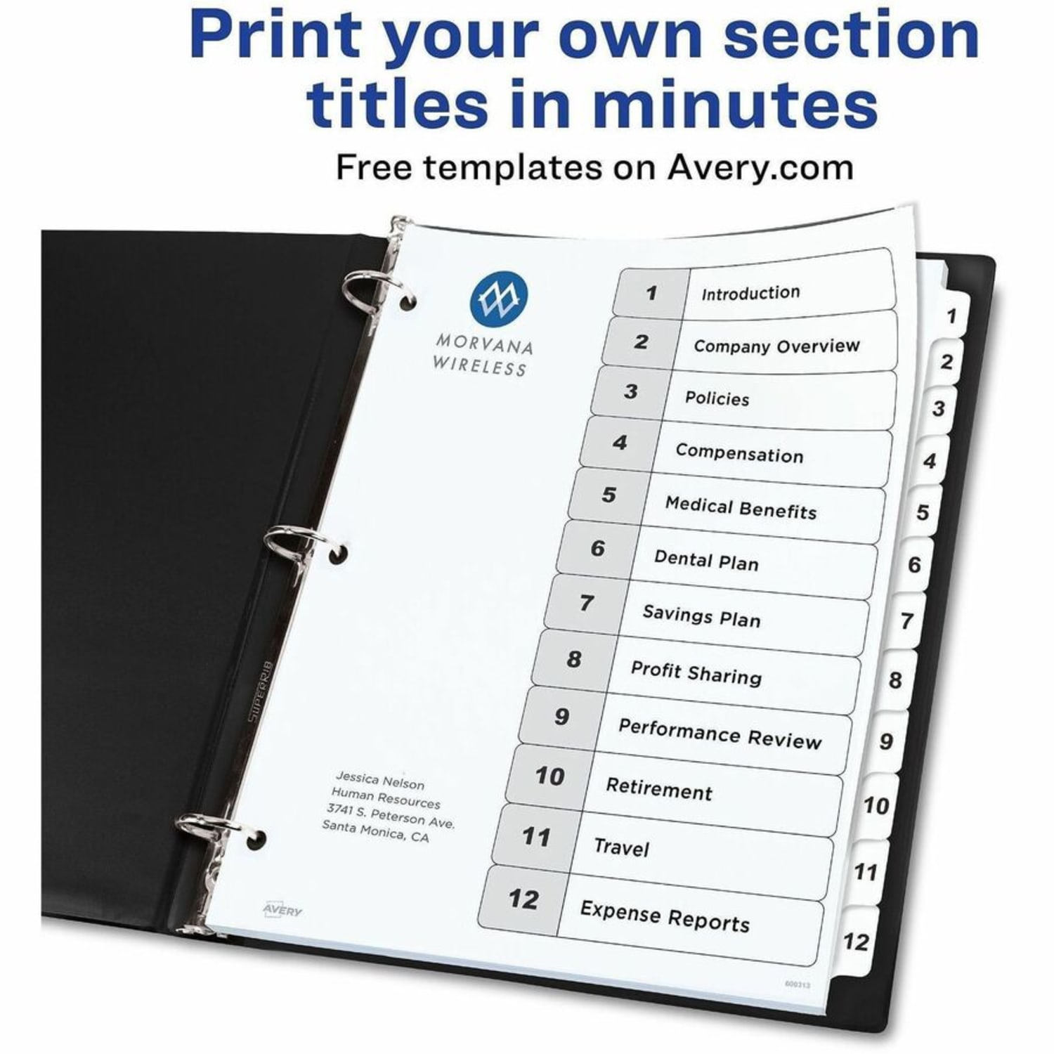 Avery Ready Index Binder Dividers, 8-1/2in x 11in, White, 12 Tabs Per Pack, Set Of 6 Packs - Image 4
