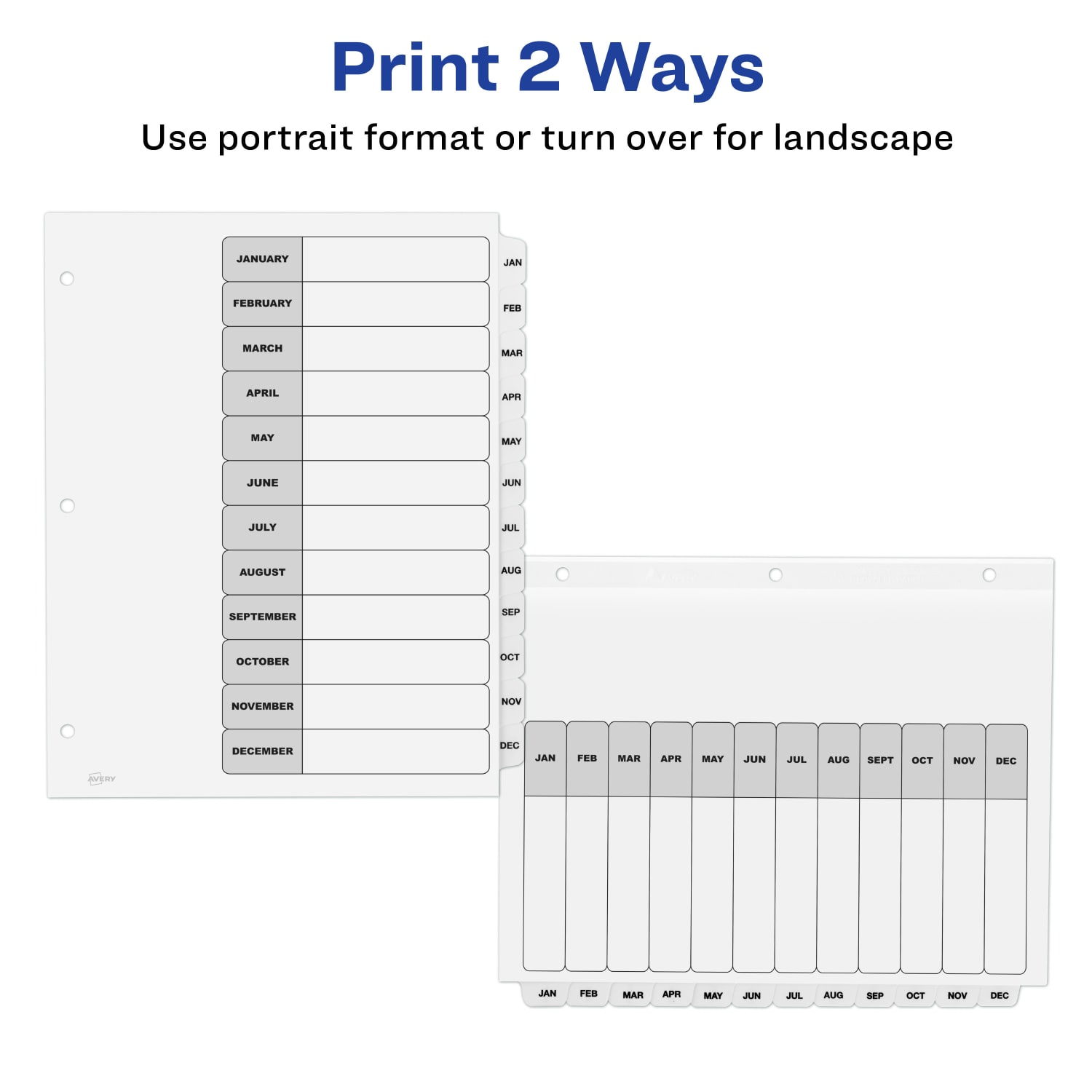 Avery Ready Index Jan-Dec Binder Dividers With Customizable Table of Contents, 8-1/2in x 11in, 12 Tabs Per Set, Classic White Tabs, Pack Of 6 Sets - Image 4
