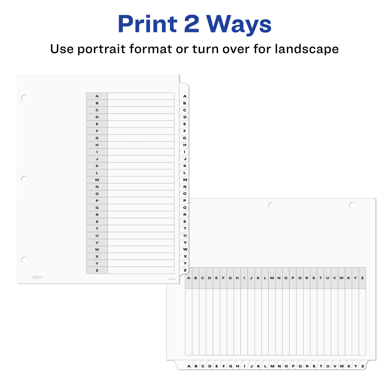 Avery A-Z Tab Dividers, 8-1/2in x 11in, Black/White, Pack Of 26 Dividers - Image 4
