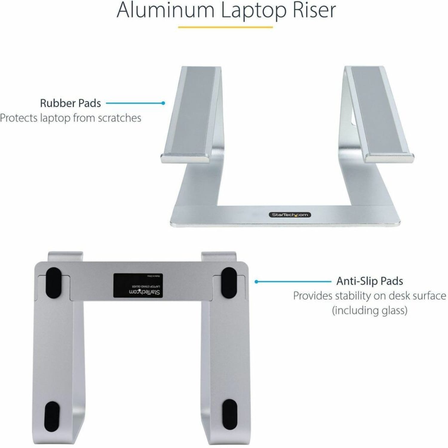 StarTech.com Laptop Stand for Desk, Supports 5kg / 11lb, Aluminum, Silver, Ergonomic Laptop Riser, Portable Laptop Holder for Desk - Image 5