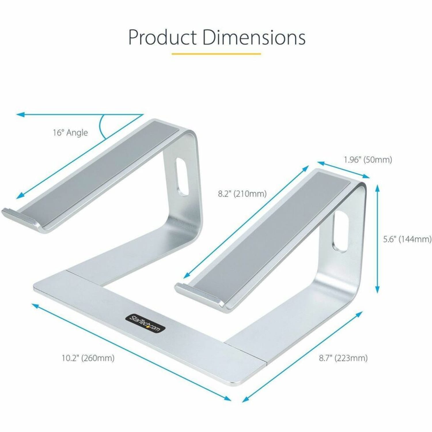 StarTech.com Laptop Stand for Desk, Supports 5kg / 11lb, Aluminum, Silver, Ergonomic Laptop Riser, Portable Laptop Holder for Desk - Image 6
