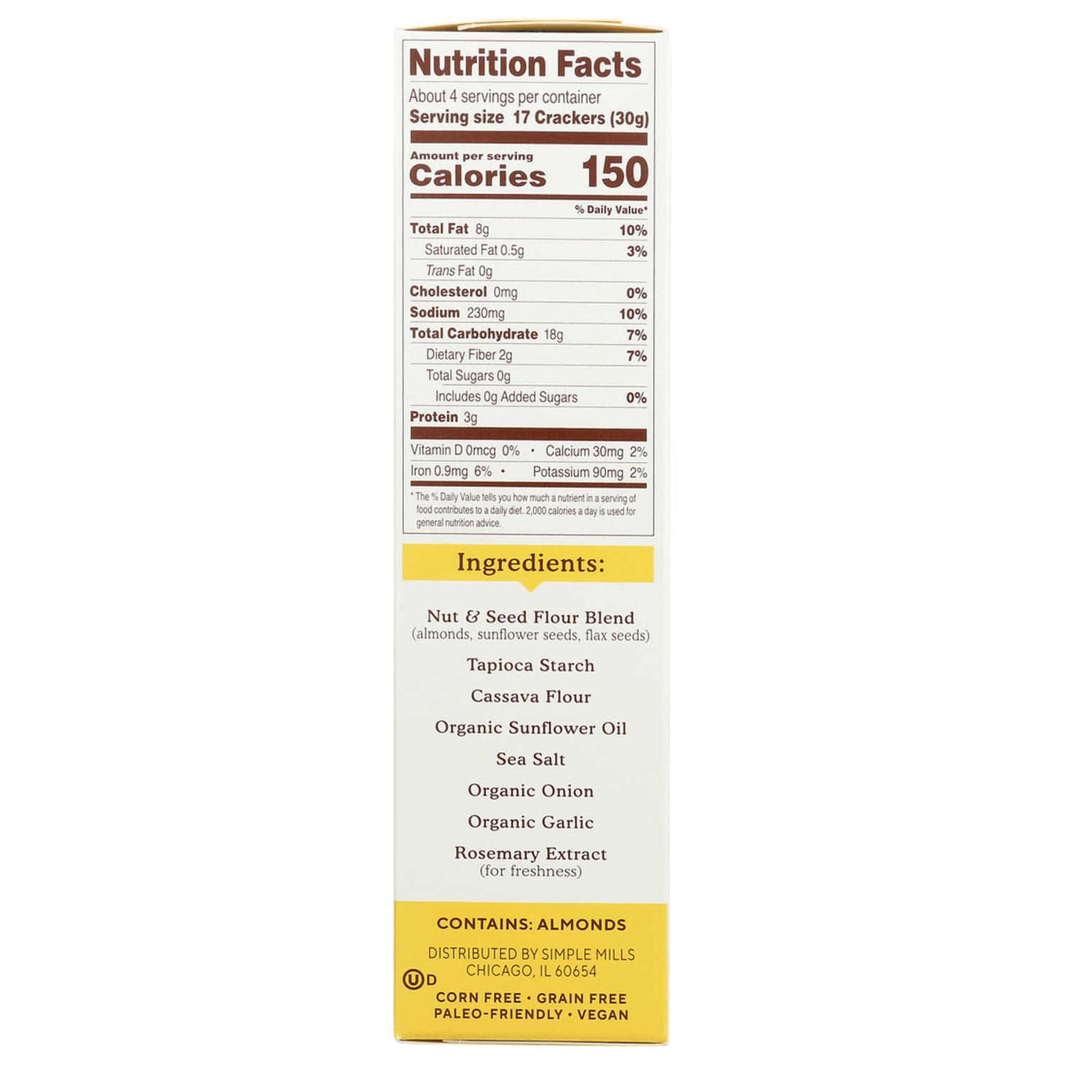 Simple Mills Almond Flour Crackers, Fine Ground Sea Salt, 4.25 Oz, Total Qty 6 - Image 4