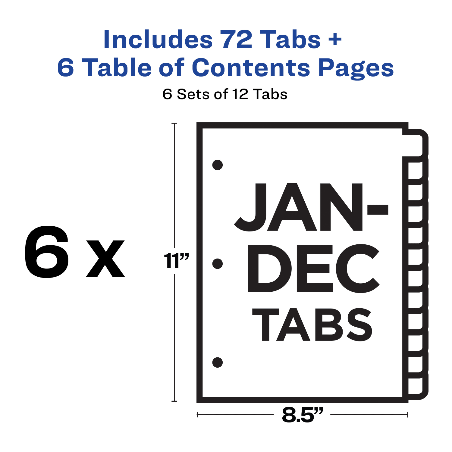 Avery Ready Index Dividers, Jan-Dec Tab & Customizable Table of Contents, 8-1/2in x 11in, Multicolor, 12 Dividers Per Pack, Set Of 6 Packs - Image 6