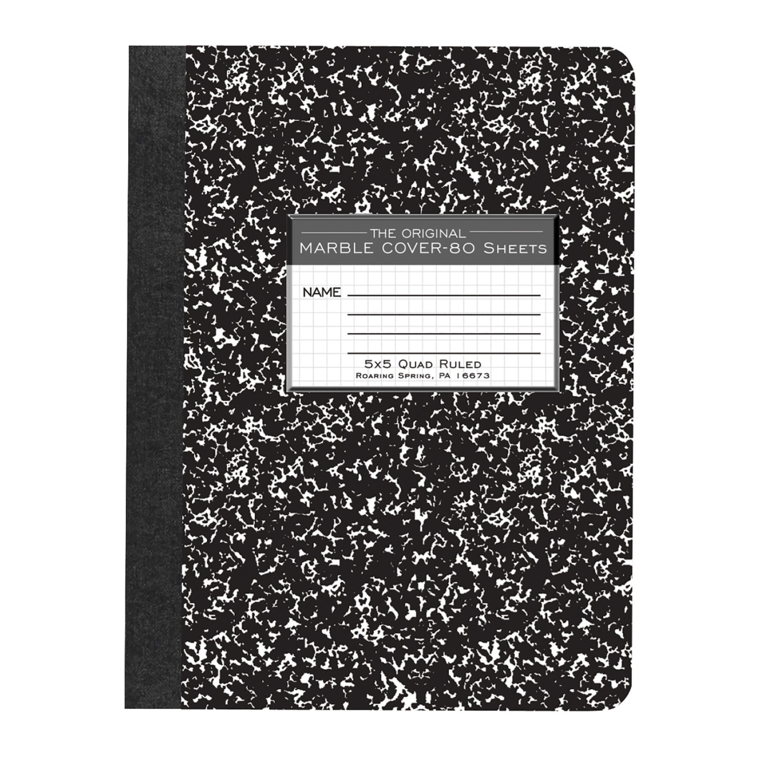Roaring Spring Paper Products Composition Book, 5x5 Graph, 9-3/4in x 7-1/2in, 80 Sheets, Black Marble, Pack Of 6 - Image 3