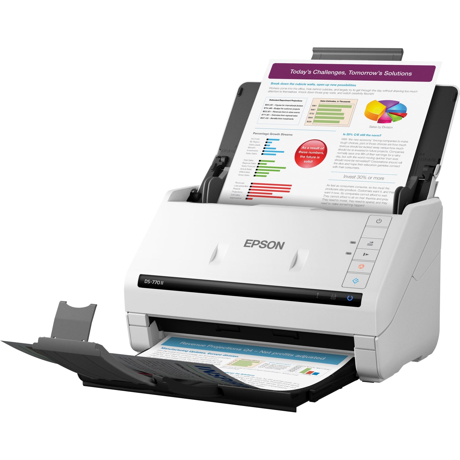 Epson DS-770 II Large Format Sheetfed Scanner - 600 dpi Optical - 24-bit Color - 24-bit Grayscale - 45 ppm (Mono) - 45 ppm (Color) - Duplex Scanning - USB - Image 5