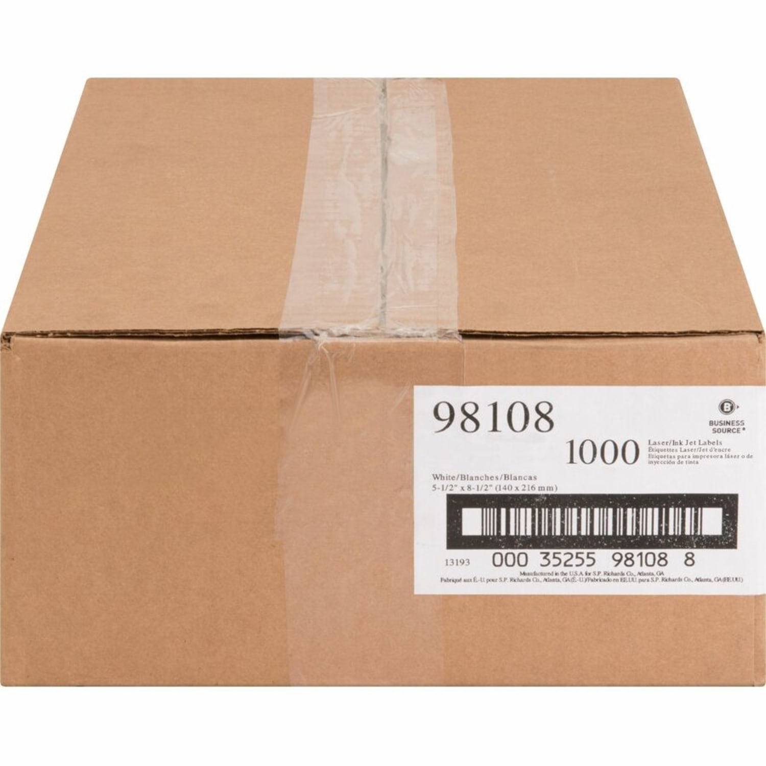 Business Source Multipurpose Shipping Labels - 5 1/2in Width x 8 1/2in Length - Permanent Adhesive - Rectangle - Laser, Inkjet - 2 / Sheet - 500 Total Sheets - 1000 / Carton - Image 3