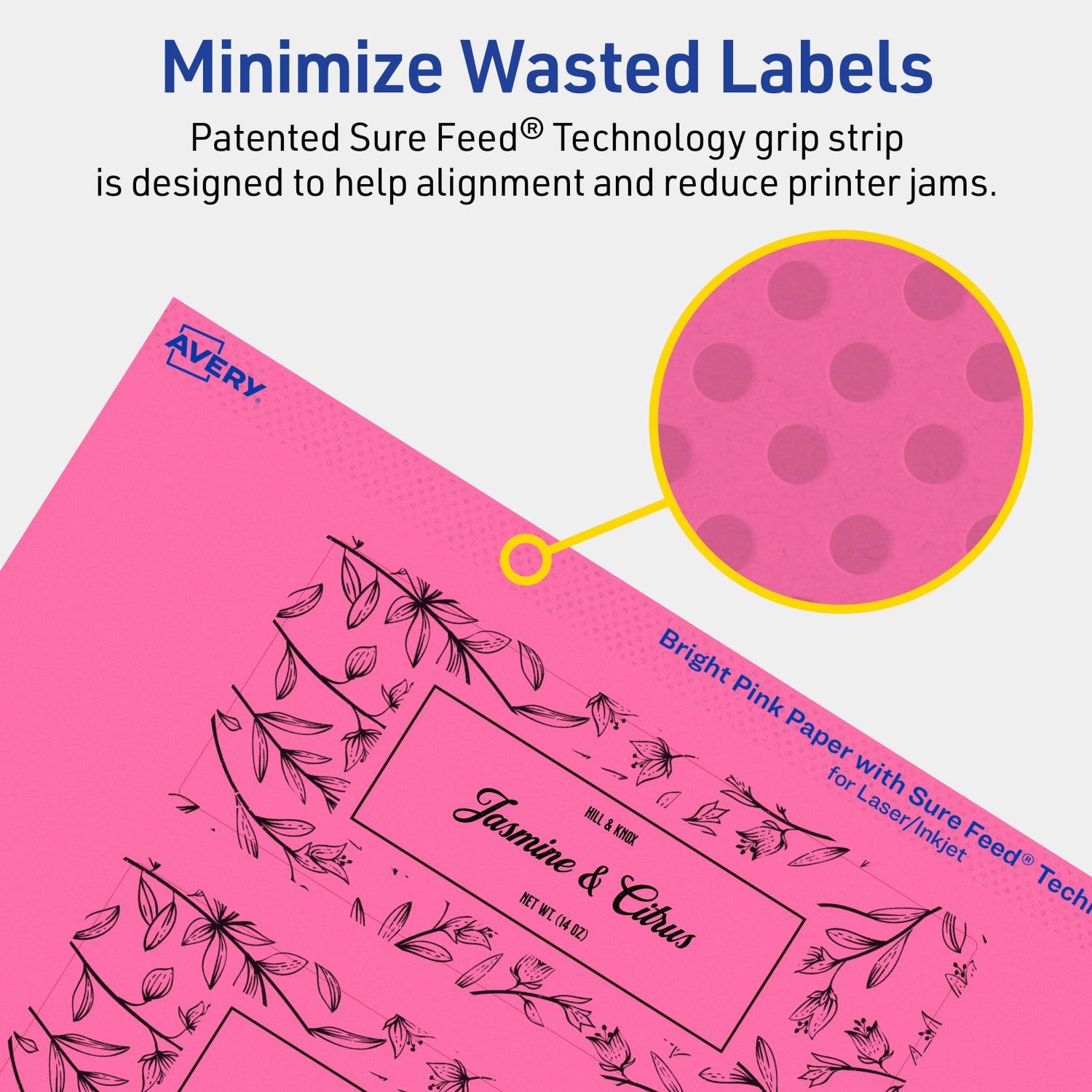 Avery Print-To-The-Edge Labels With Sure Feed Technology, 94241-BPP10, Rectangle, 2in x 5in, Matte Bright Pink, Pack of 40 - Image 5