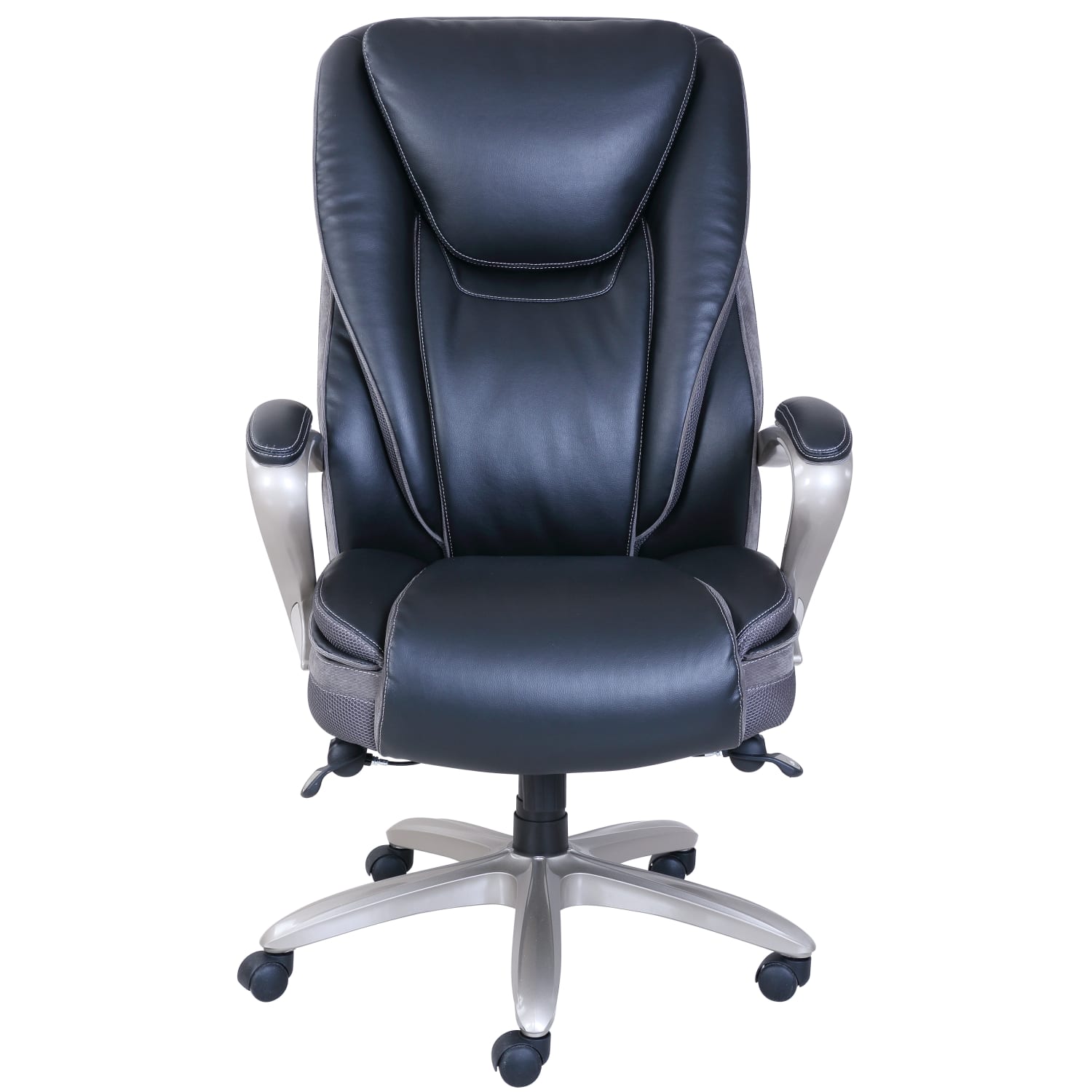 Serta® Smart Layers™ Hensley Big Tall Ergonomic Bonded Leather HighBack Chair BlackSilver PopularChairscom Serta® Smart Layers™ Hensley Big Tall Ergonomic Bonded Leather High Back Chair BlackSilver PopularChairscom