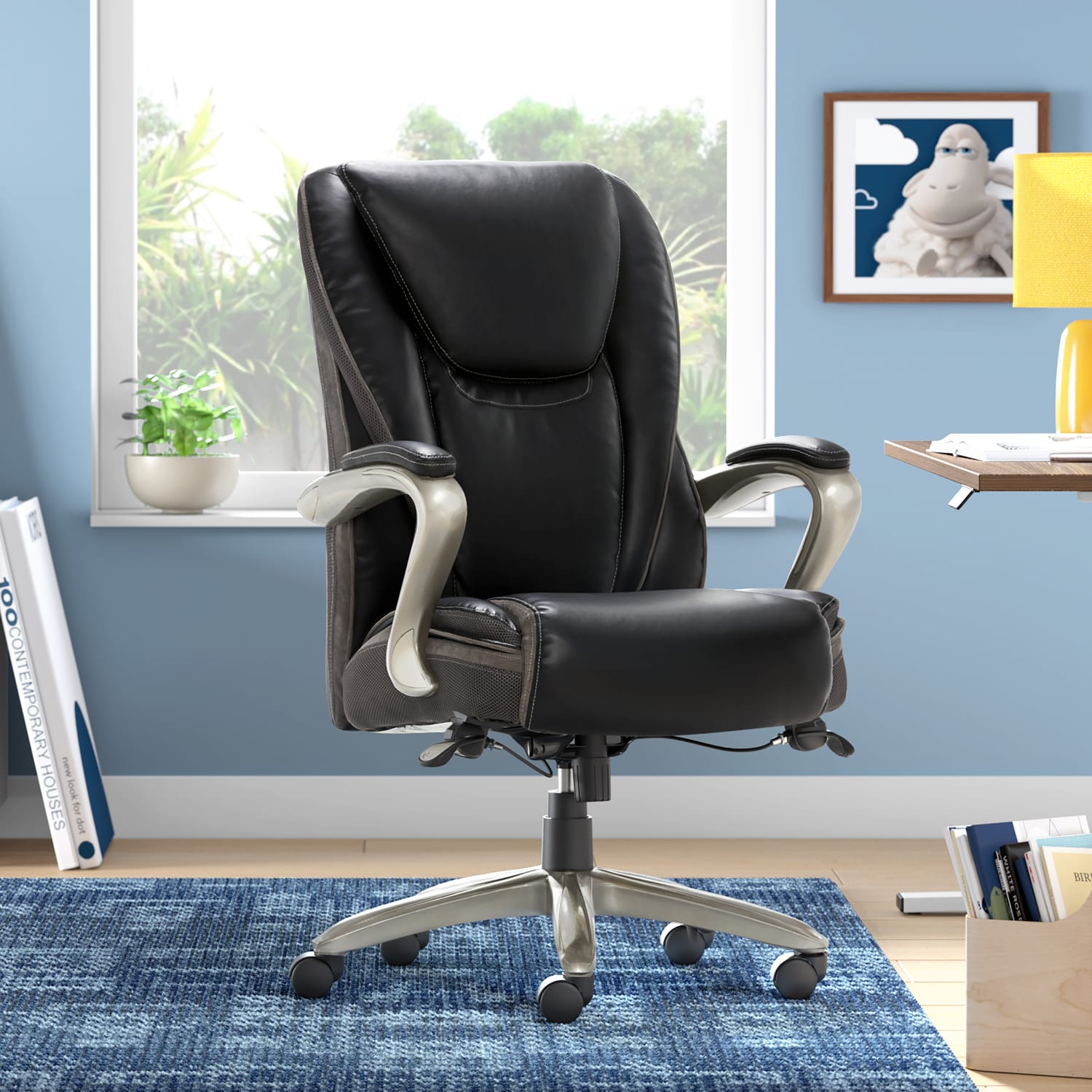 Serta® Smart Layers™ Hensley Big Tall Ergonomic Bonded Leather HighBack Chair BlackSilver PopularChairscom Serta® Smart Layers™ Hensley Big Tall Ergonomic Bonded Leather High Back Chair BlackSilver PopularChairscom