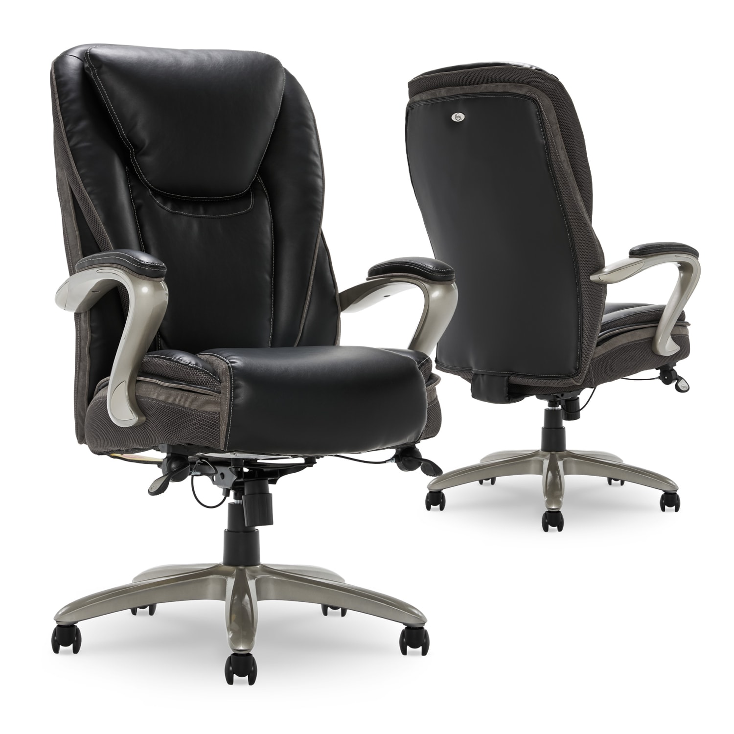 Serta® Smart Layers™ Hensley Big Tall Ergonomic Bonded Leather HighBack Chair BlackSilver PopularChairscom Serta® Smart Layers™ Hensley Big Tall Ergonomic Bonded Leather High Back Chair BlackSilver PopularChairscom