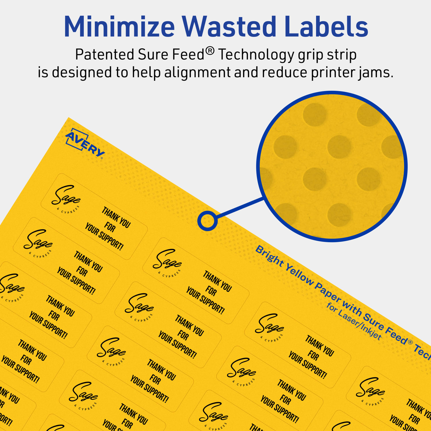 Avery Print-To-The-Edge Labels With Sure Feed Technology And Easy Peel, 94209-BYP10, Rectangle, 2/3in x 1-3/4in, Matte Bright Yellow, Pack of 440 - Image 5