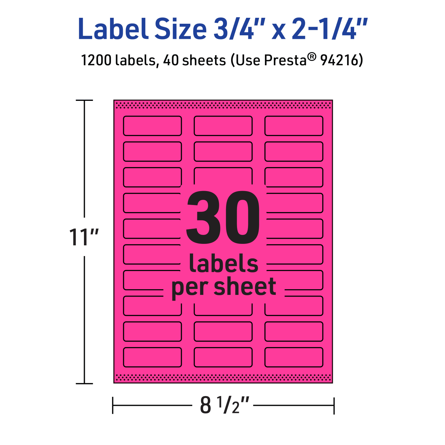 Avery Print-To-The-Edge Labels With Sure Feed Technology And Easy Peel, 94216-NMP40, Rectangle, 3/4in x 2-1/4in, Matte Neon Magenta, Pack of 1200 - Image 6