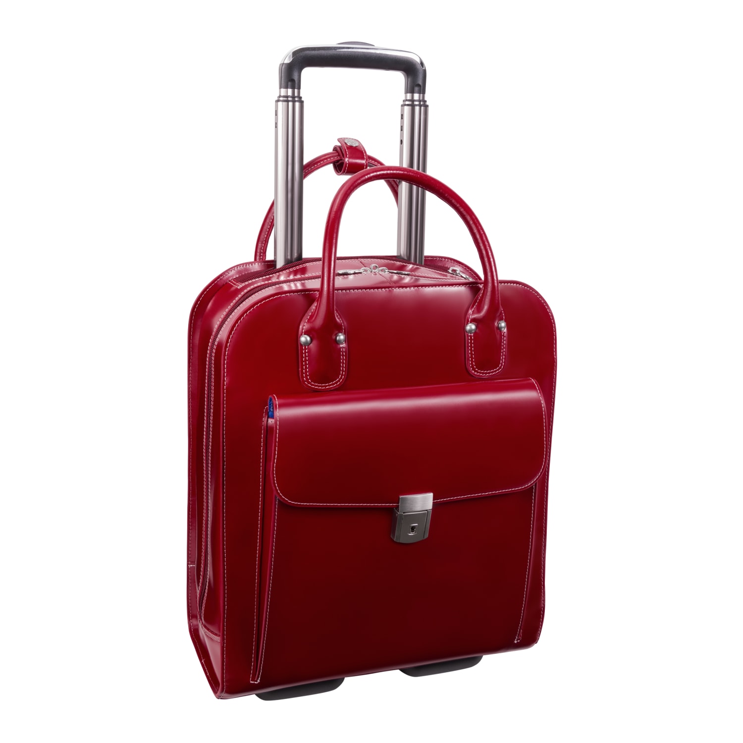 McKlein Uptown Vertical Wheeled Briefcase with 15in Laptop Pocket, Red - Image 3