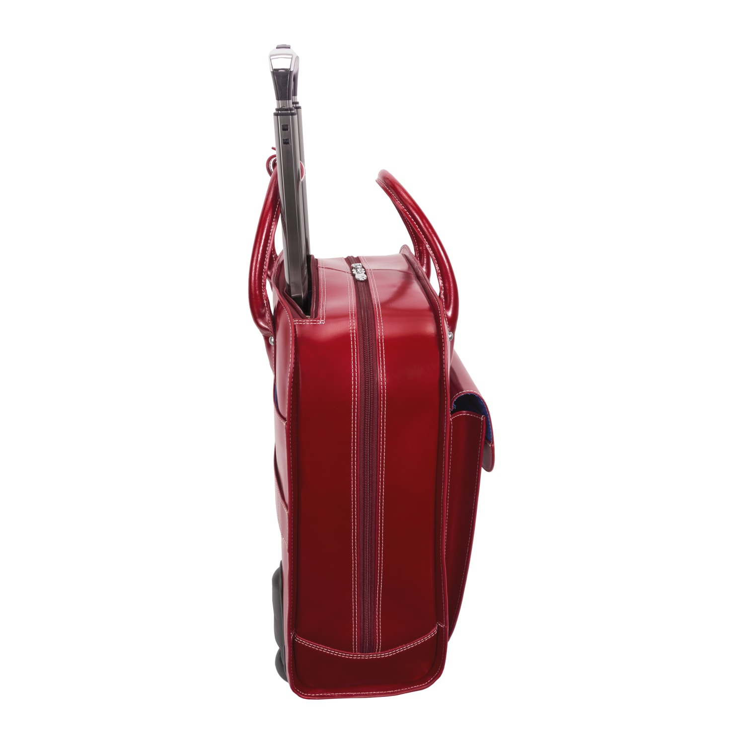 McKlein Uptown Vertical Wheeled Briefcase with 15in Laptop Pocket, Red - Image 6