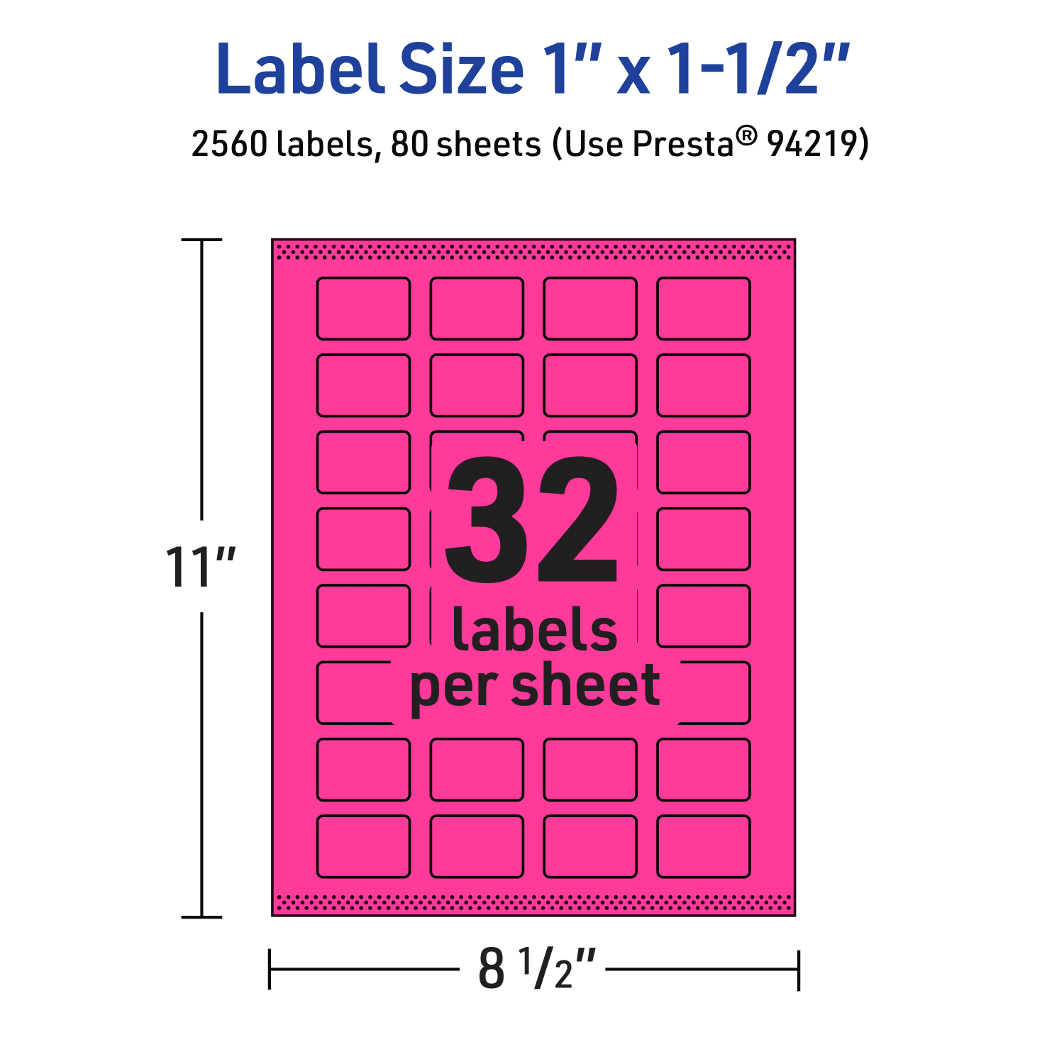 Avery Print-To-The-Edge Labels With Sure Feed Technology And Easy Peel, 94219-NMP80, Rectangle, 1in x 1-1/2in, Matte Neon Magenta, Pack of 2560 - Image 6