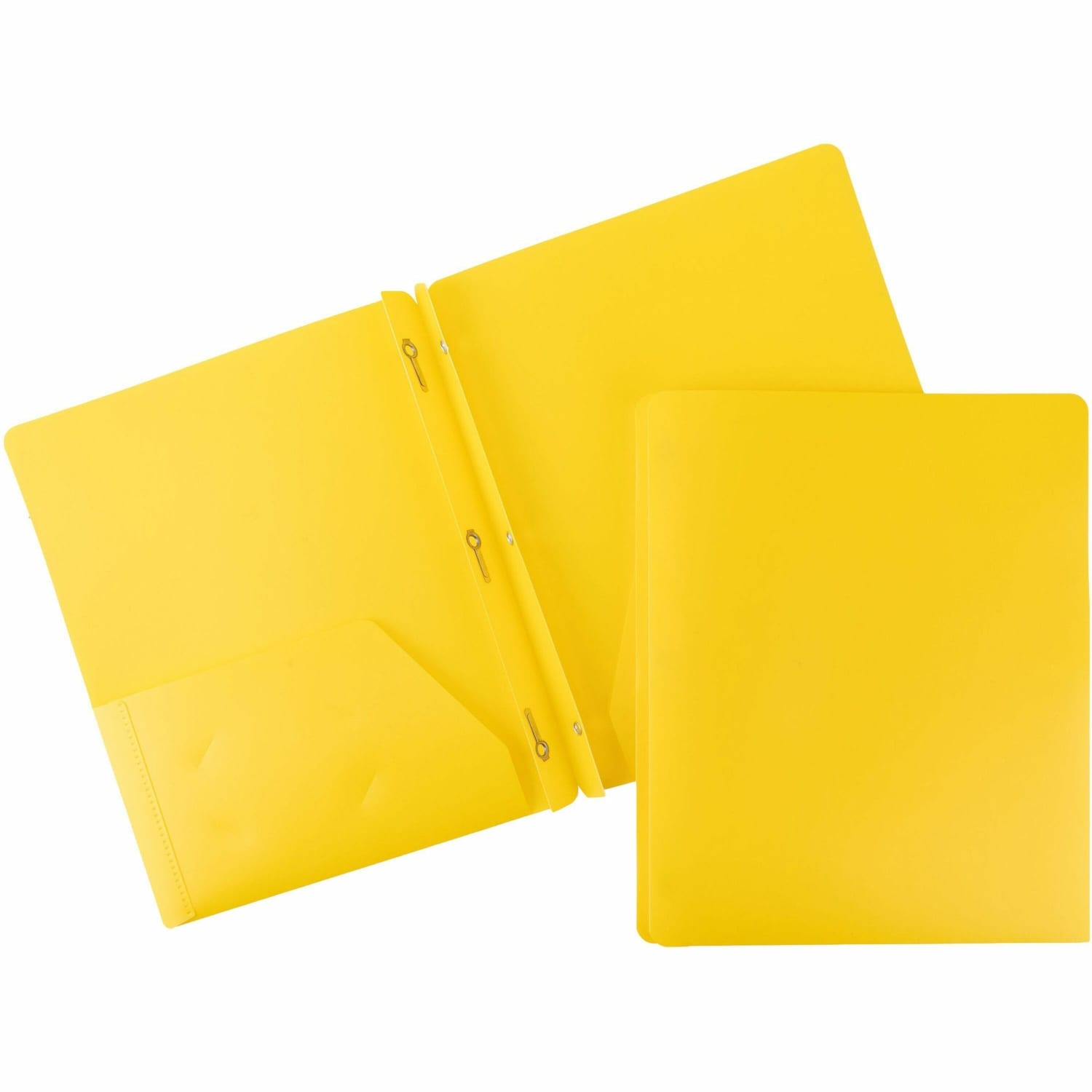 Business Source 3-Hole Punched Poly Portfolio, Letter Size, 8-1/2in x 11in, Yellow