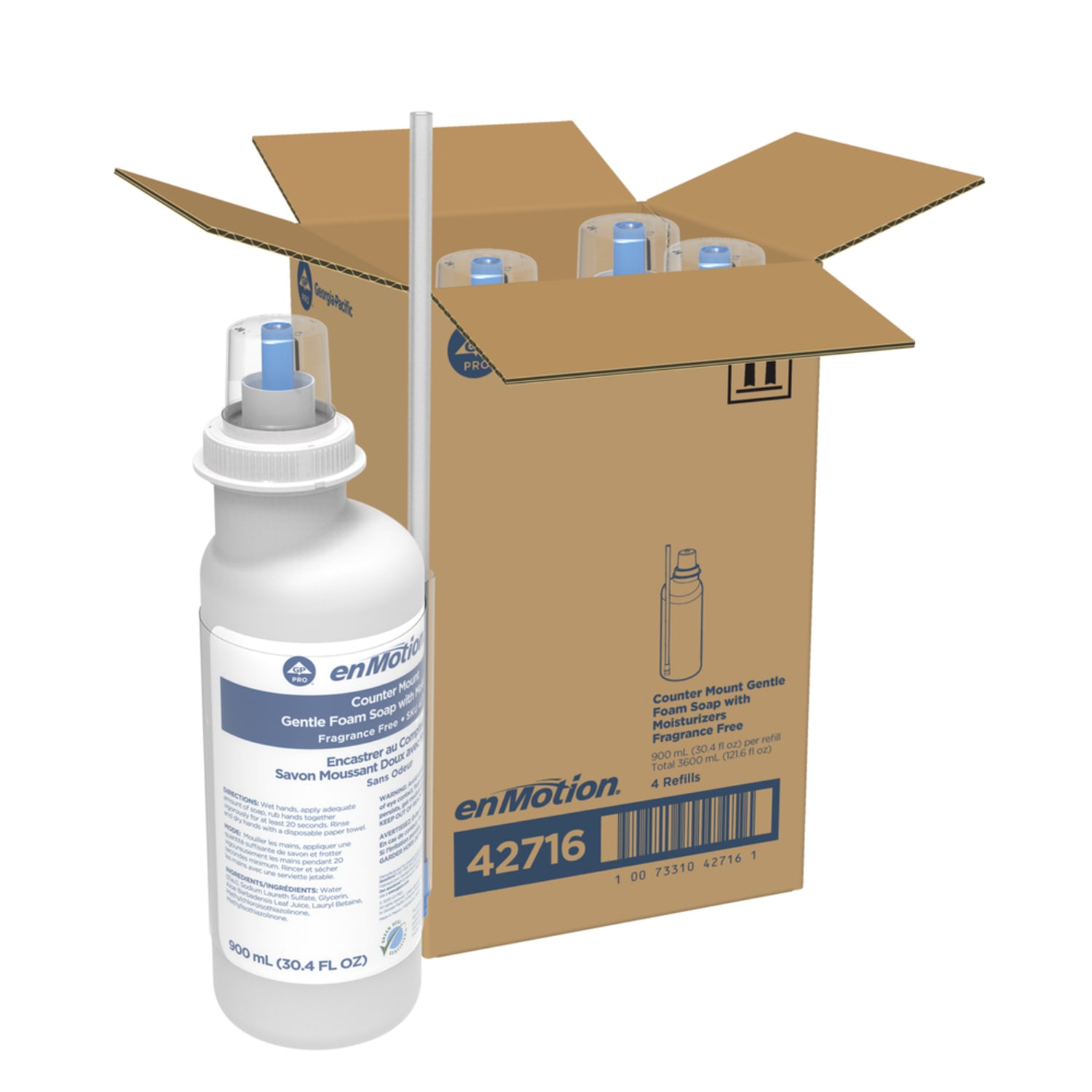 enMotion Counter Mount bottle Frangrance Free 900ml recyclable bottle clear - Image 4