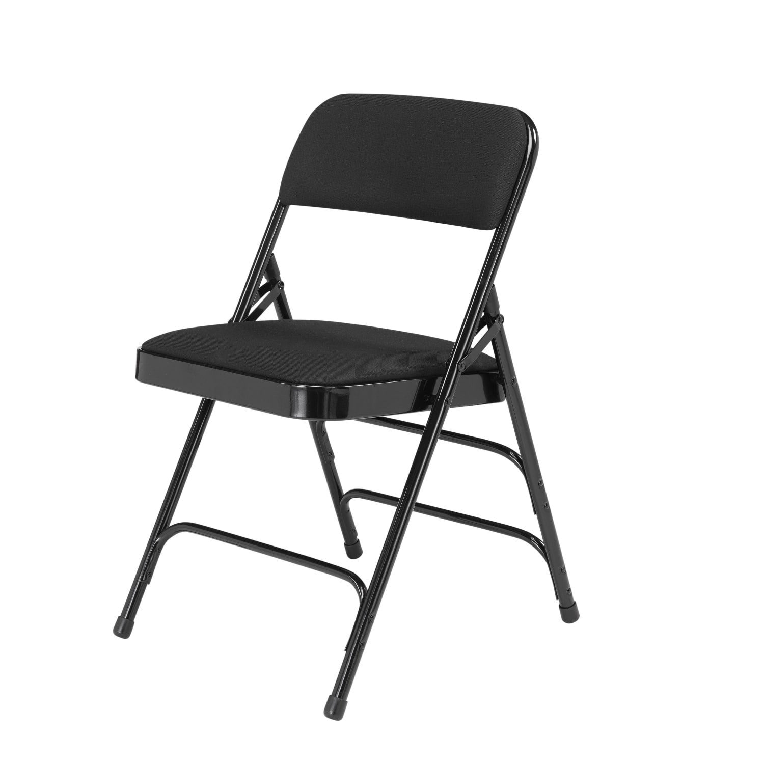National Public Seating 2300 Series Deluxe Fabric Upholstered Triple Brace Premium Folding Chairs Midnight Black Pack Of 4 Chairs PopularChairscom