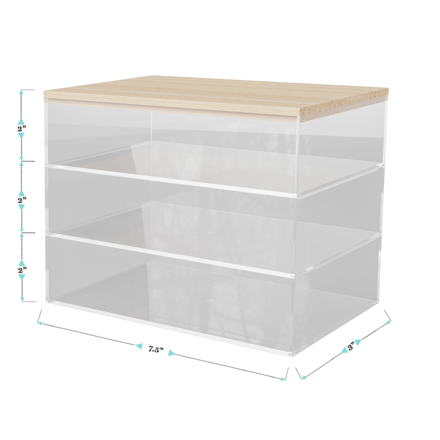 Martha Stewart Brody Plastic Storage Organizer Bins With Lids, 2inH x 3inW x 7-1/2inD, Clear/Light Natural, Set Of 3 Bins - Image 5