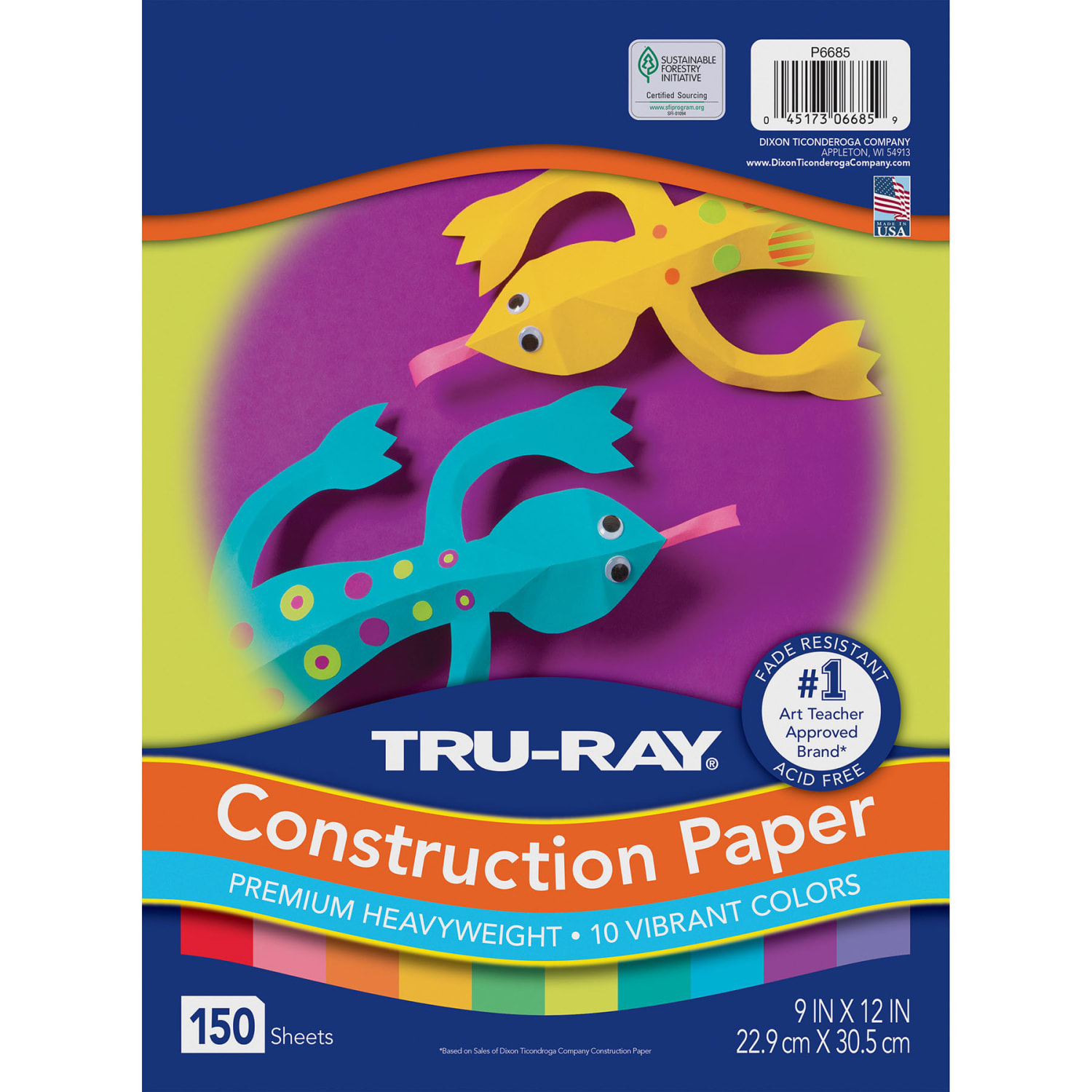 Tru-Ray Construction Paper, Heavyweight, 9in x 12in, 10 Vibrant Colors, 150 Sheets Per Pack, Set Of 3 Packs - Image 3