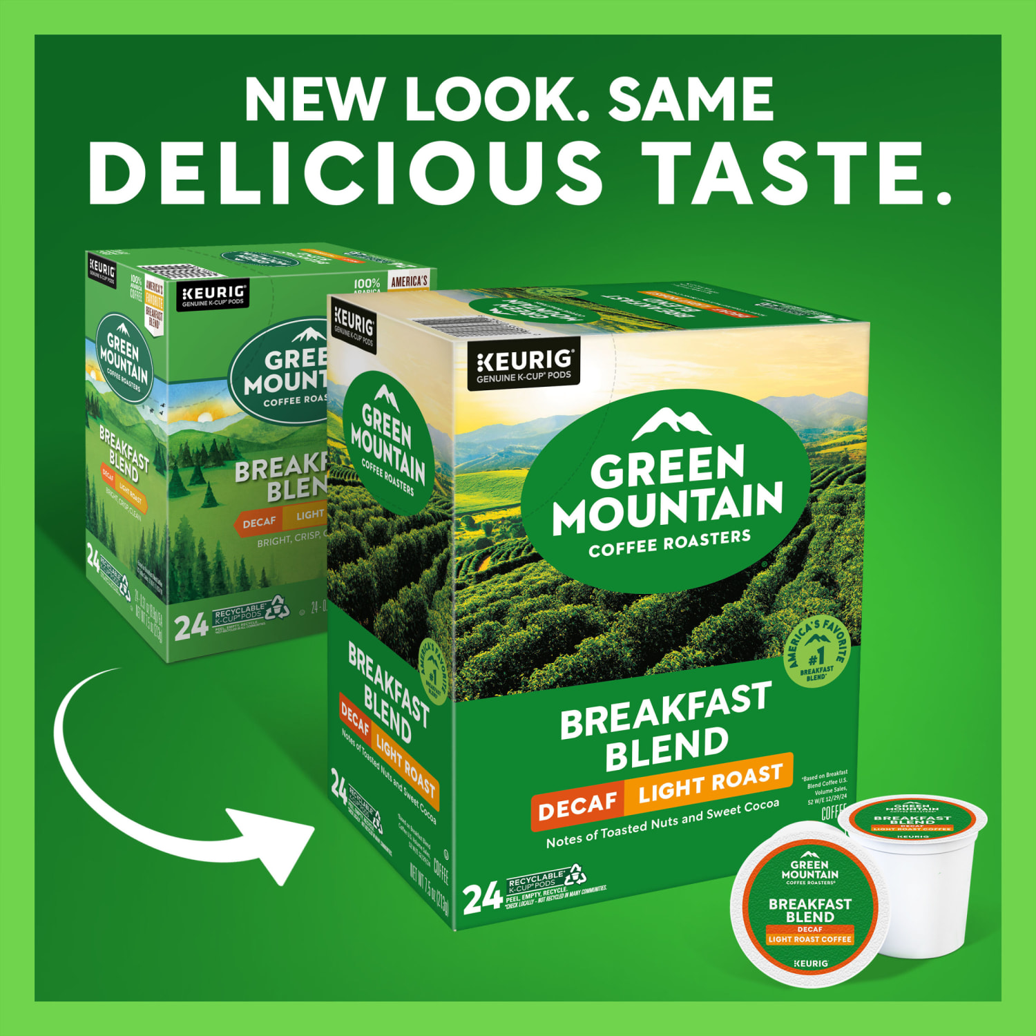 Green Mountain Coffee Single-Serve Coffee K-Cup Pods, Decaffeinated, Breakfast Blend, Carton Of 24 - Image 3