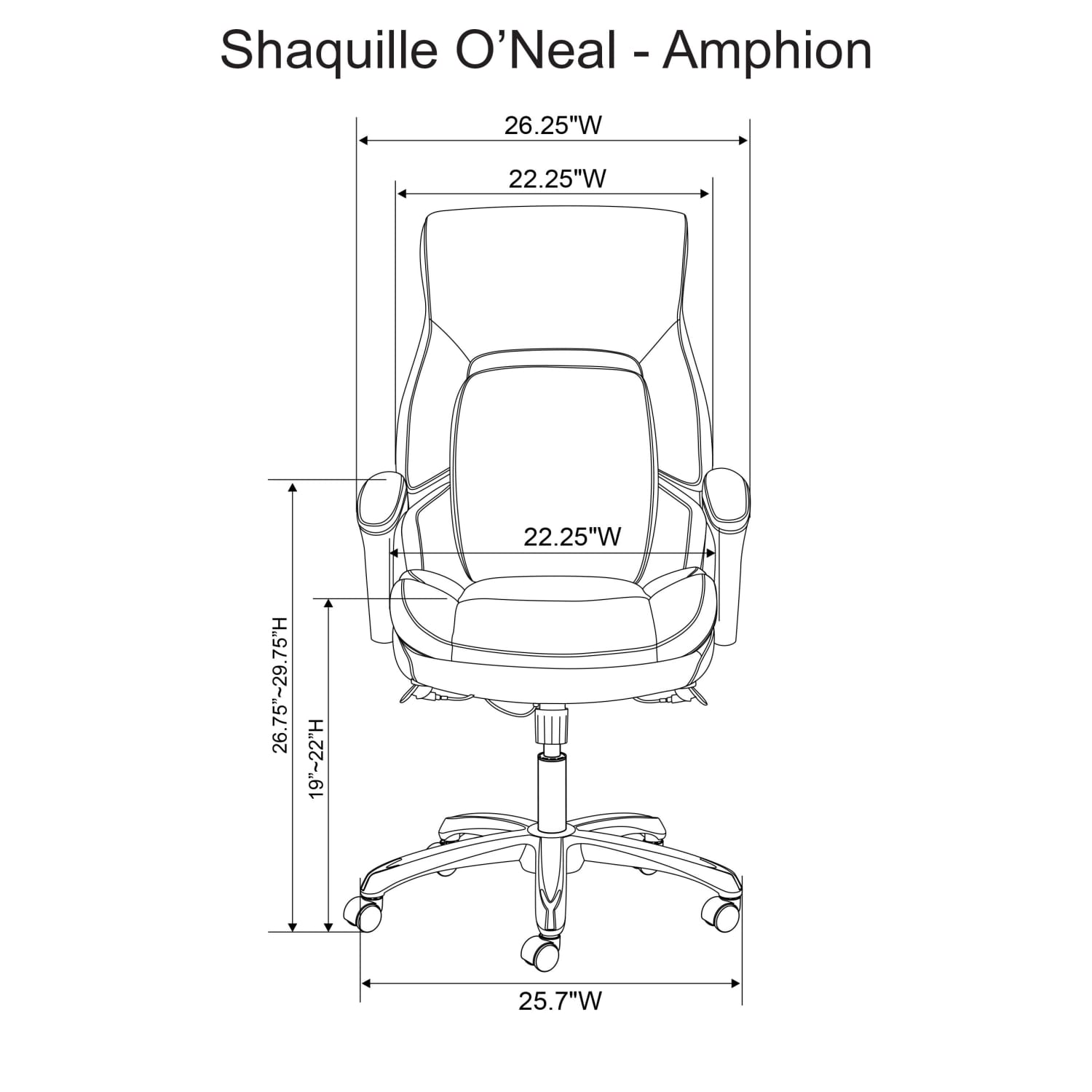 Shaquille O-Neal Amphion Ergonomic Bonded Leather High-Back Executive Office Chair, Brown/Black - Image 6