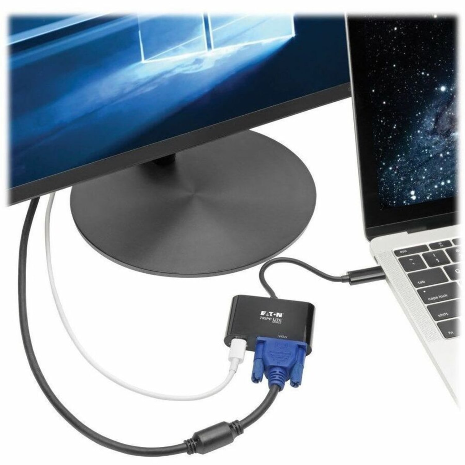 Eaton Tripp Lite Series USB-C to VGA Adapter w/PD Charging - USB 3.1 Gen 1, 1920x 1080 (1080p), Thunderbolt 3, Black, USB Type C to VGA - U44406NVBC - Image 3