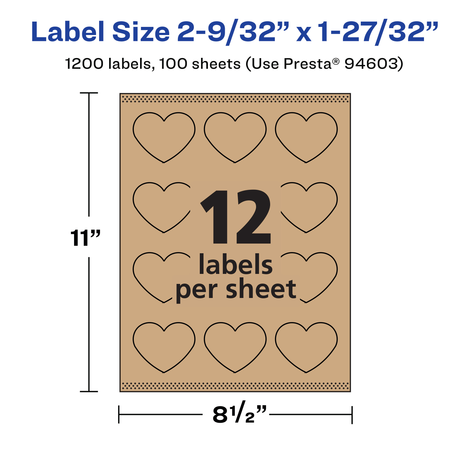 Avery Kraft Permanent Labels With Sure Feed, 94603-KMP100, Heart, 2-9/32in x 1-27/32in, Brown, Pack Of 1,200 - Image 6