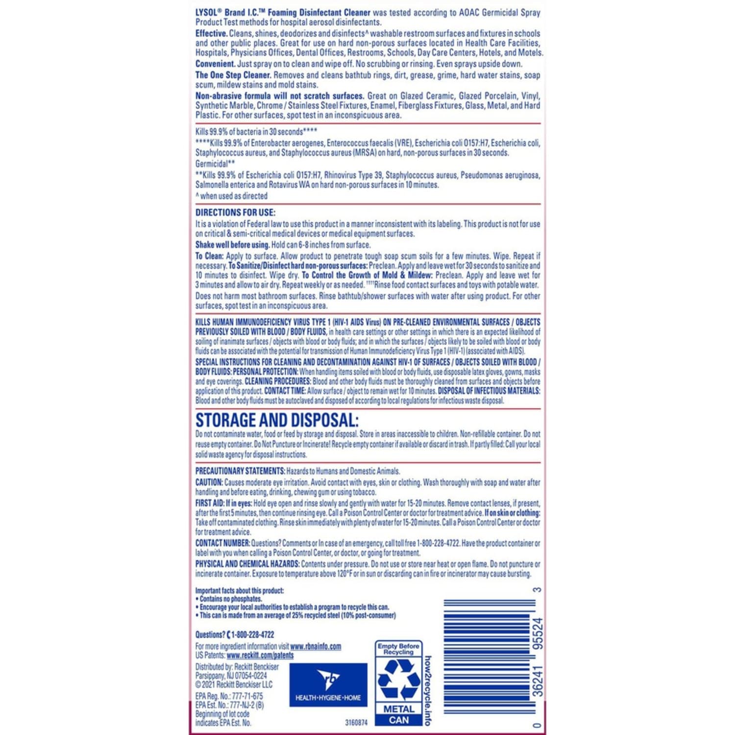 Lysol I.C. Foam Disinfectant Cleaner, 24 Oz Bottle - Image 5