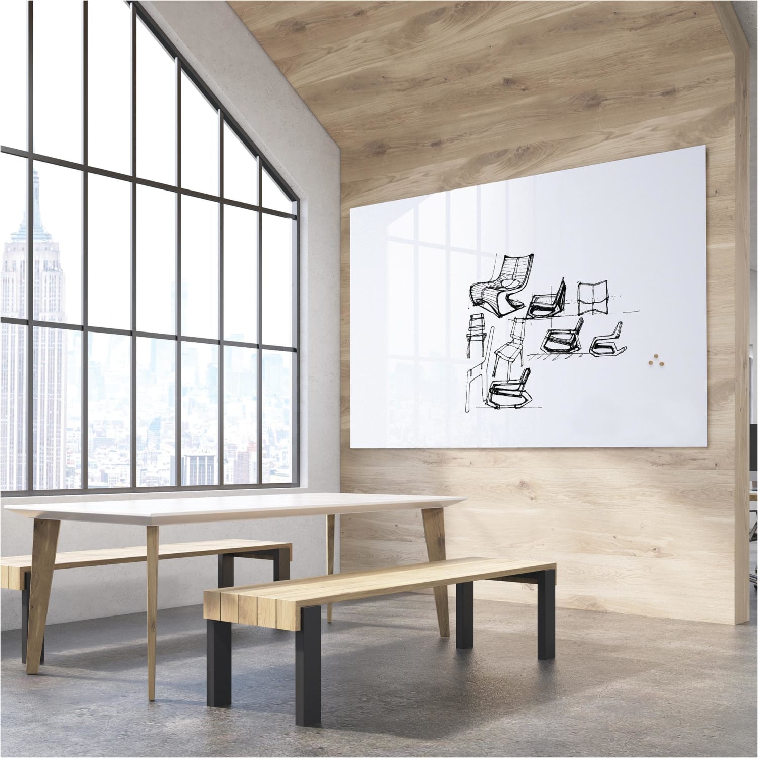 Fellowes Vita Magnetic Rectangle Frameless Wall-Mount Markerboard, Glass, 60in x 48in, White - Image 6