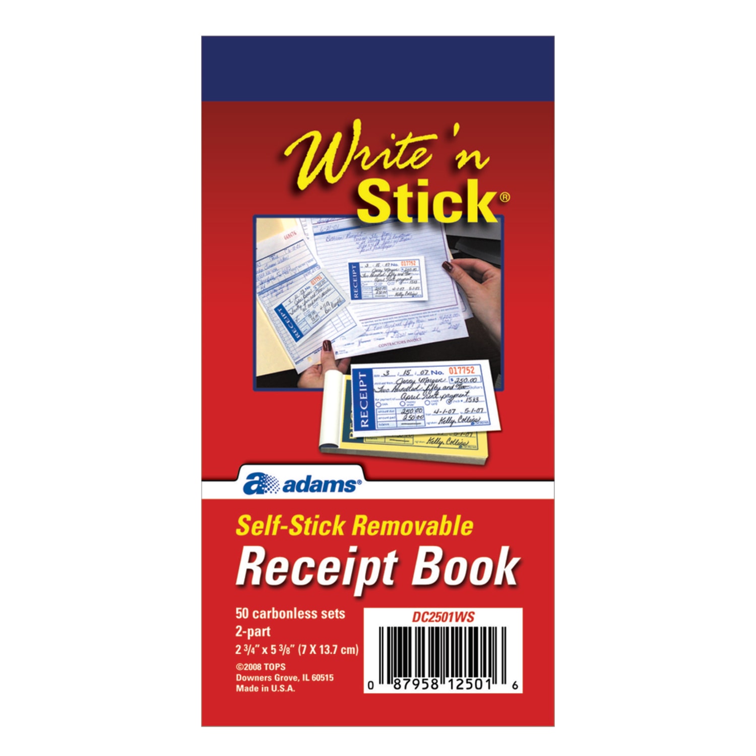 Adams Write n Stick Receipt Book, 2 3/4in x 5 3/8in, 2-Part, Book Of 50 Sets - Image 3