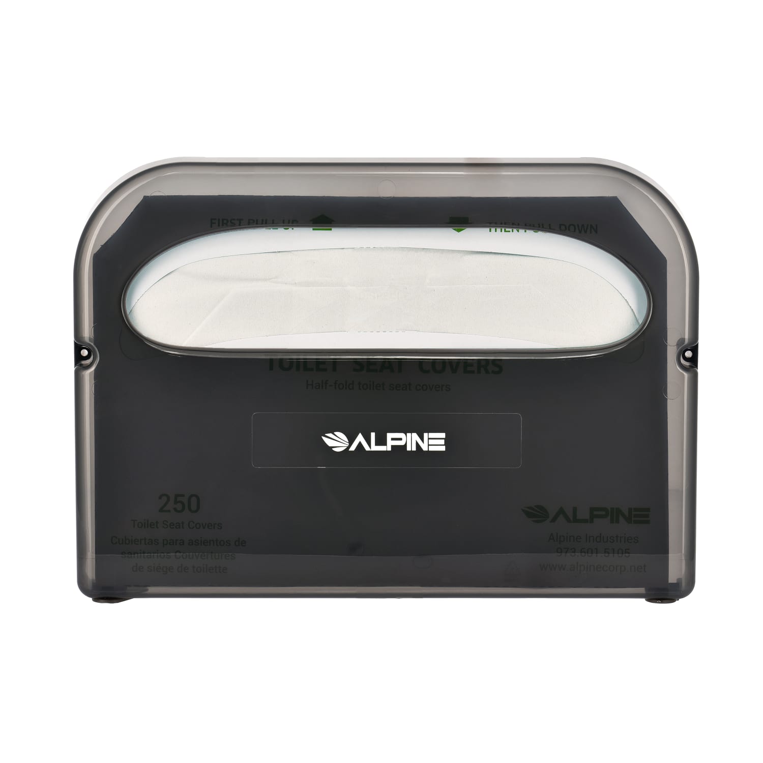Alpine Industries Half-Fold Plastic Toilet Seat Cover Dispenser, 11-7/16inH x 16-3/16inW x 2-3/8inD, Black - Image 6