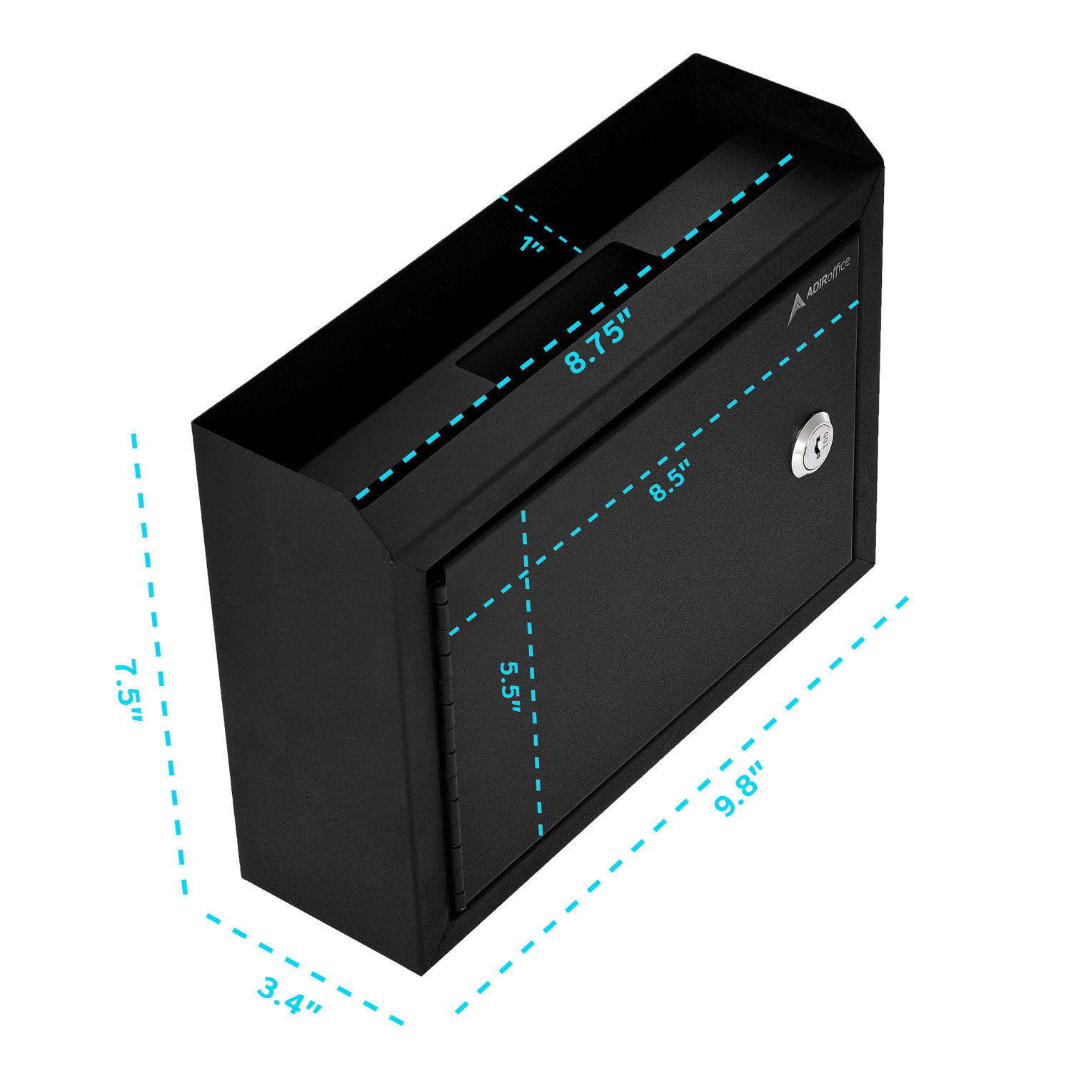 Alpine AdirOffice Medium Size Steel Multi-Purpose Suggestion Drop Box, 7-1/2inH x 9-13/16inW, 3-7/16inD, Black - Image 4