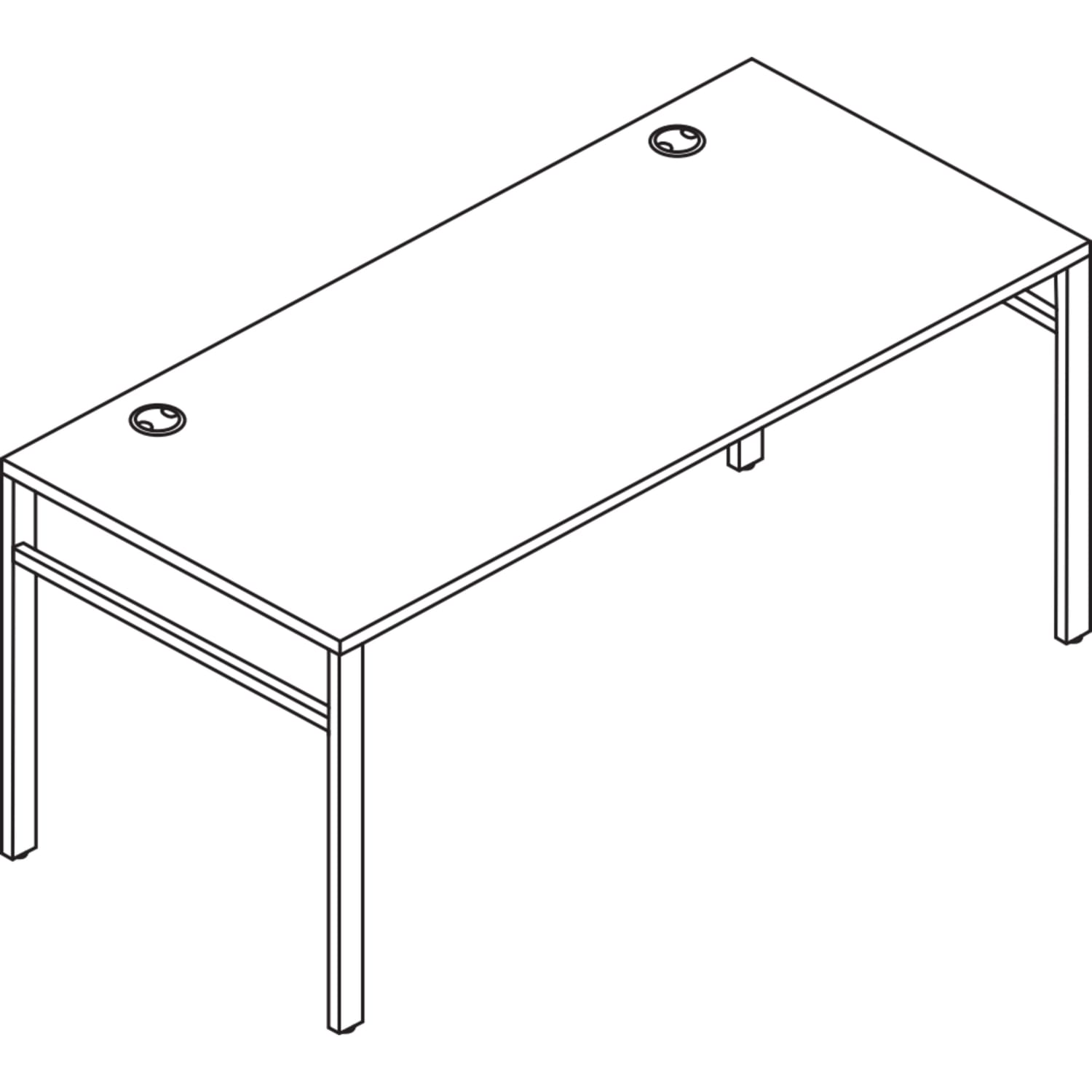 HON Mod Table Desk With U-Legs, 29inH x 60inW x 30inD, Black/Java Oak - Image 3