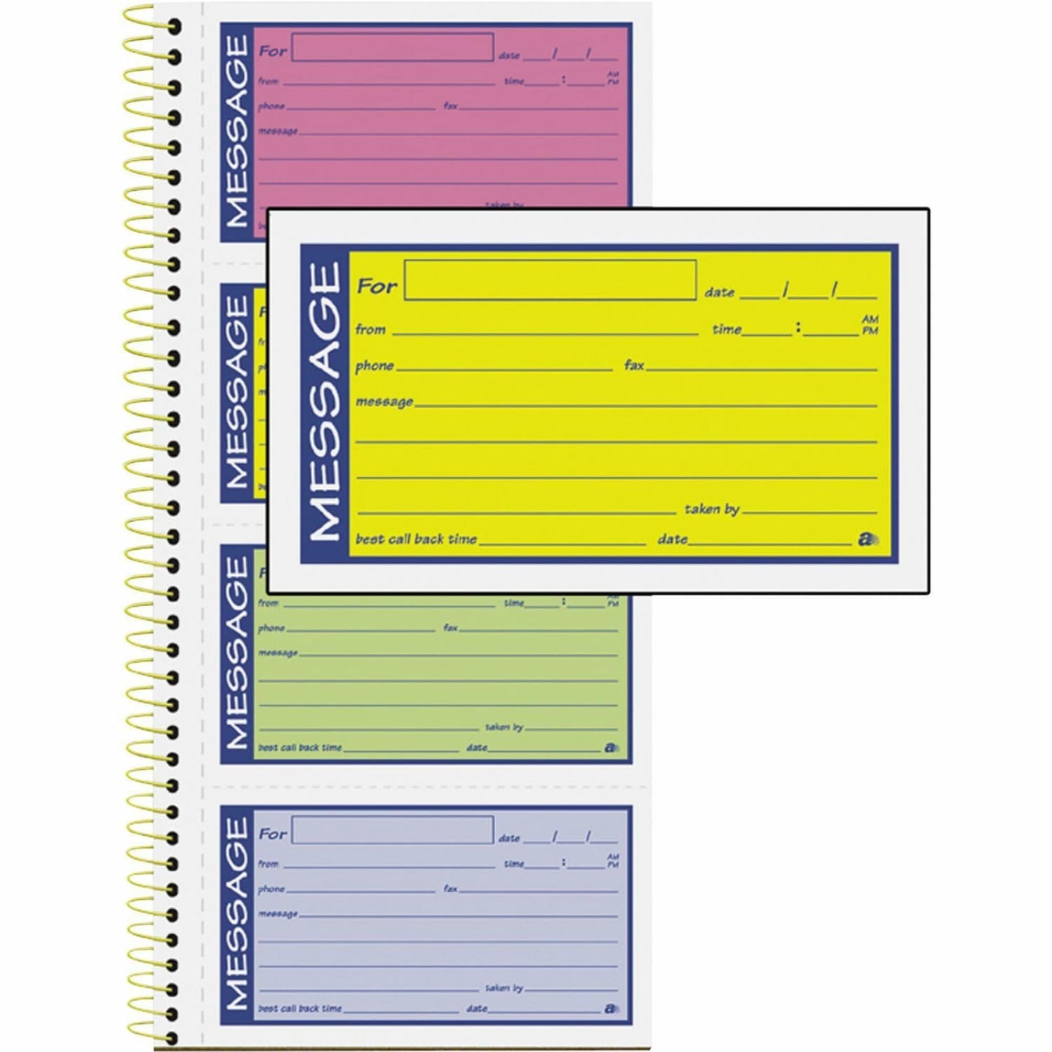 Adams High-Impact Phone Message Book, Neon Colors, Book Of 200 Messages - Image 3