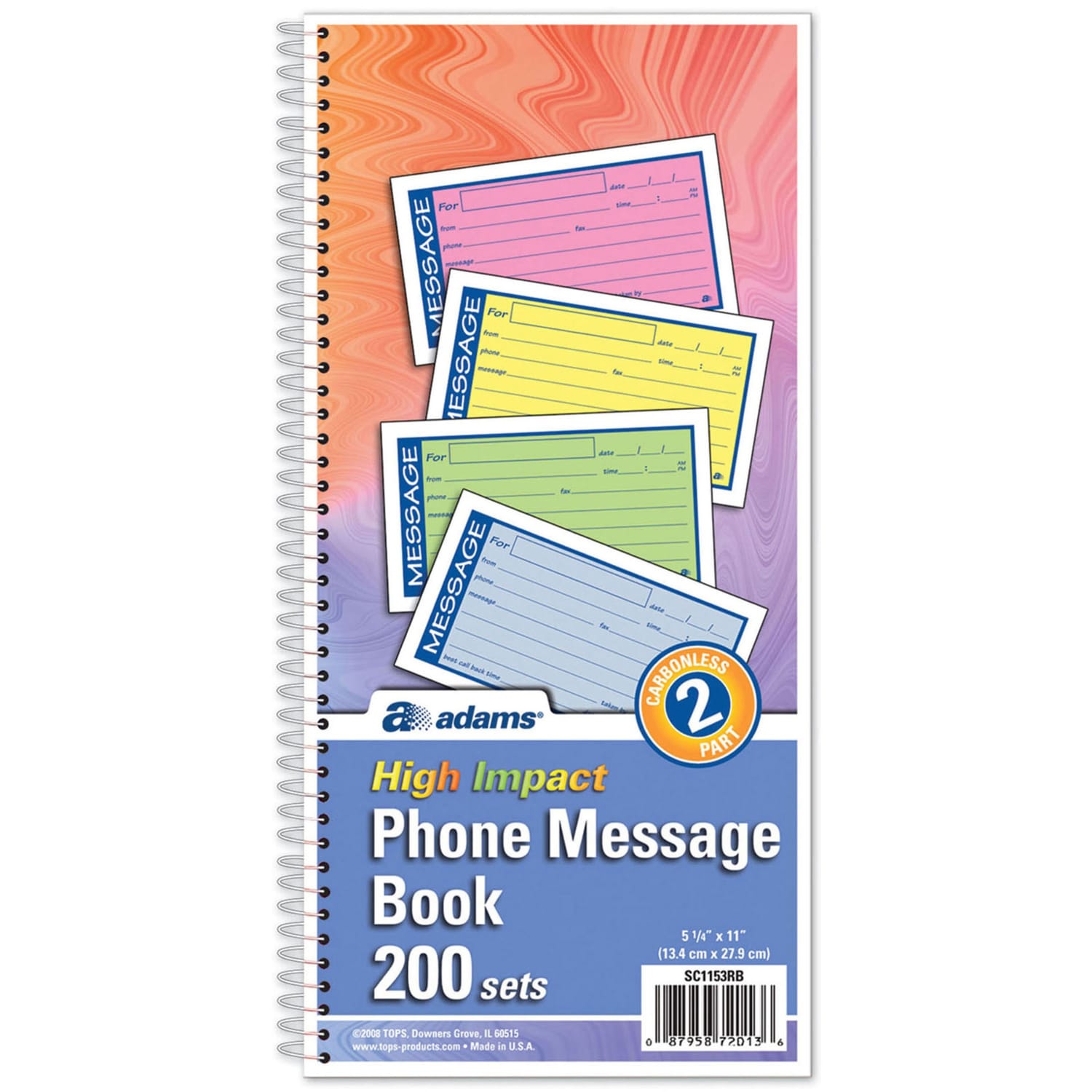 Adams High-Impact Phone Message Book, Neon Colors, Book Of 200 Messages - Image 4