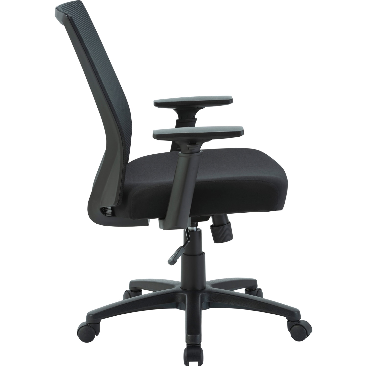 Lorell SOHO Mesh Mid-Back Task Chair - Gray Seat Color - Fabric Seat Material - Gray Back Color - Fabric Back Material - Mid Back - 5-star Base - Black - Armrest - 1 Each - Image 4