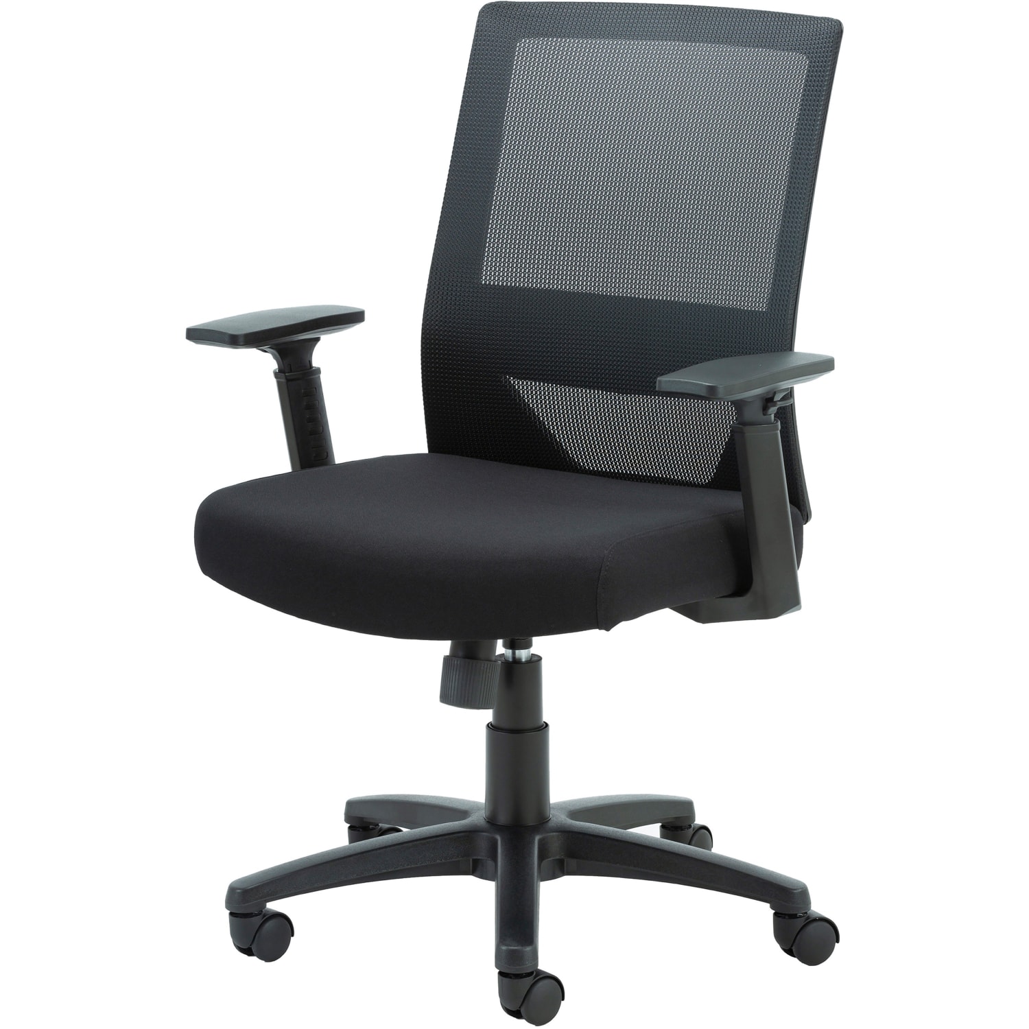 Lorell SOHO Mesh Mid-Back Task Chair - Gray Seat Color - Fabric Seat Material - Gray Back Color - Fabric Back Material - Mid Back - 5-star Base - Black - Armrest - 1 Each - Image 5