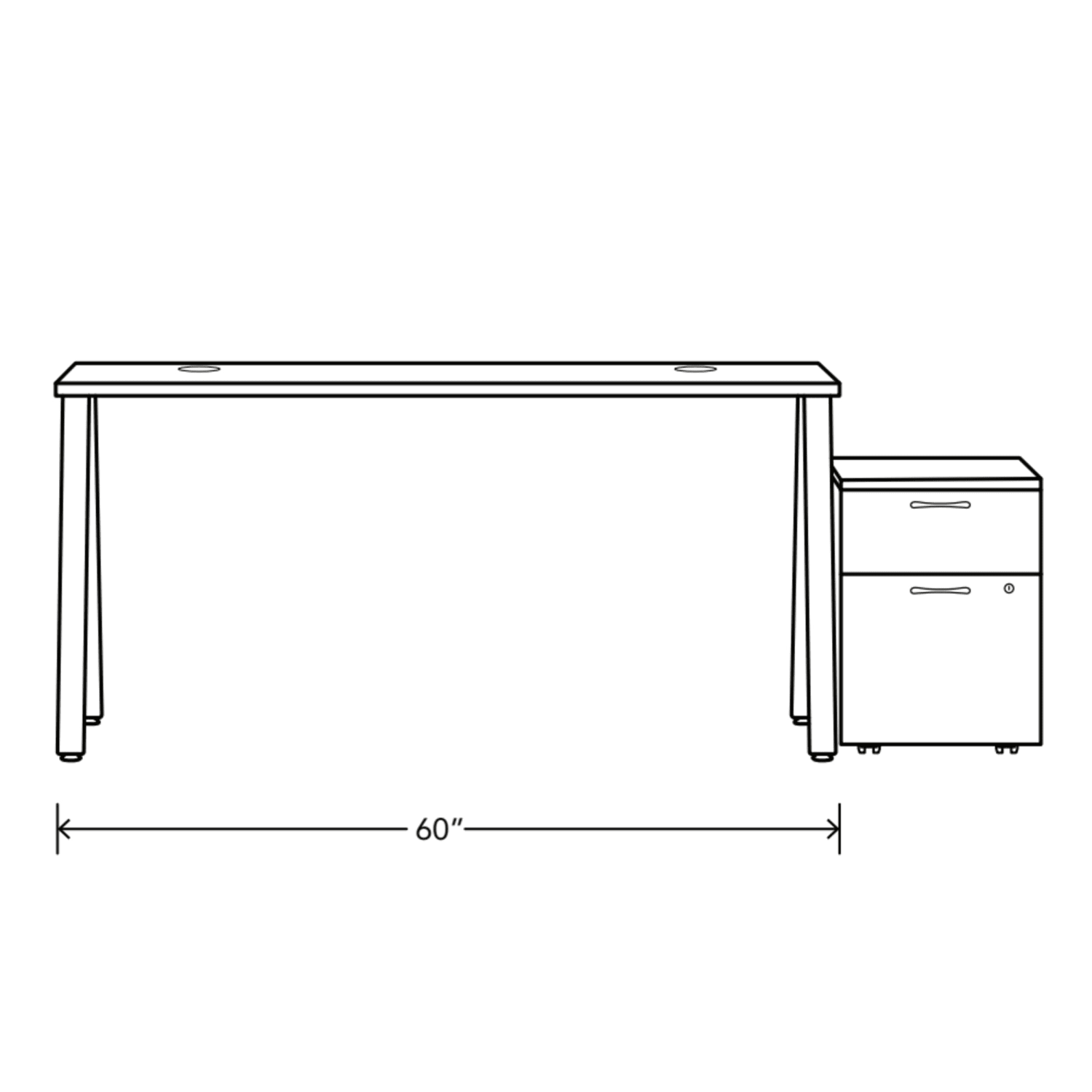 HON Mod 60inW Desk, Desert Oak/Black - Image 3