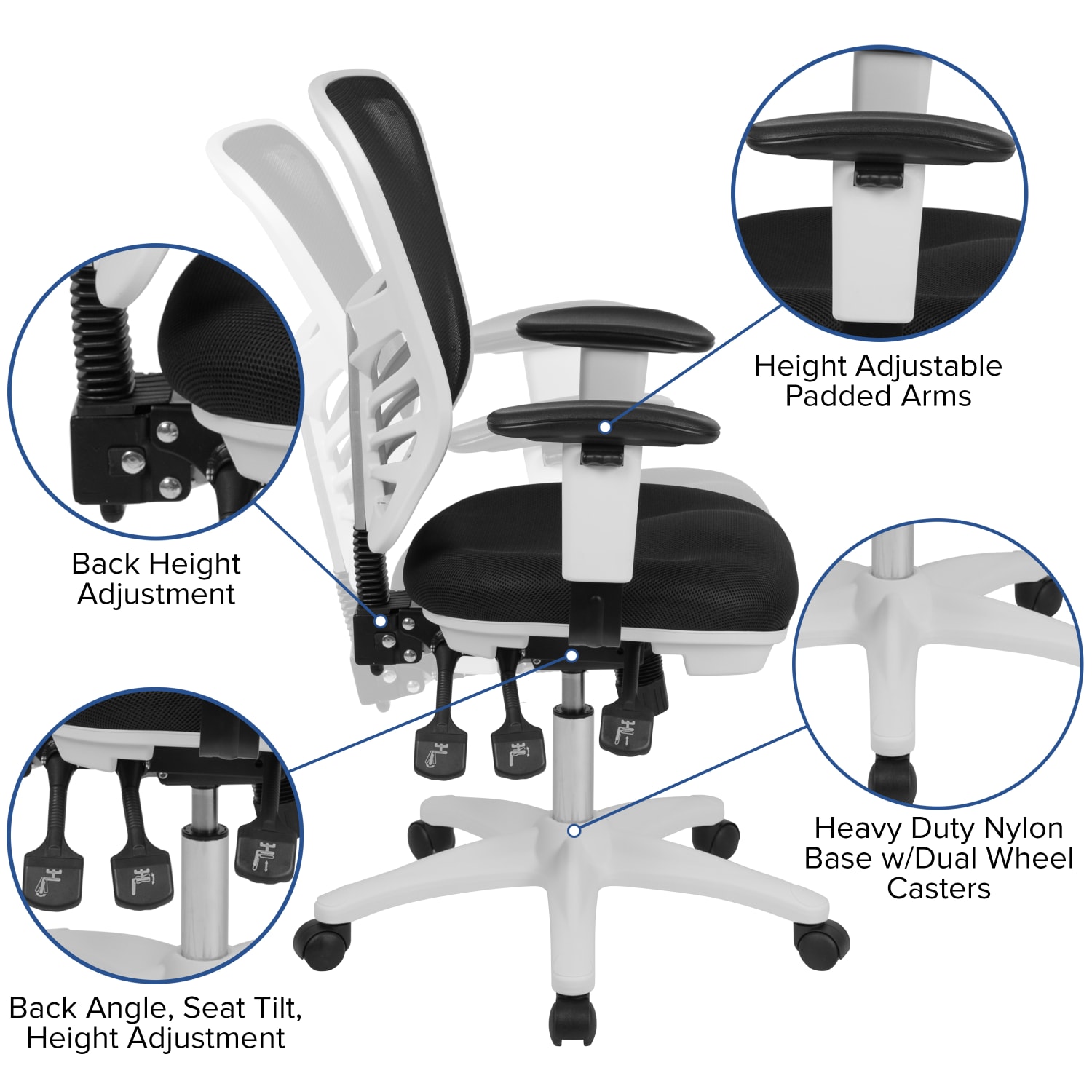 Flash Furniture Ergonomic Mesh Mid Back Executive Office Chair BlackWhite PopularChairscom